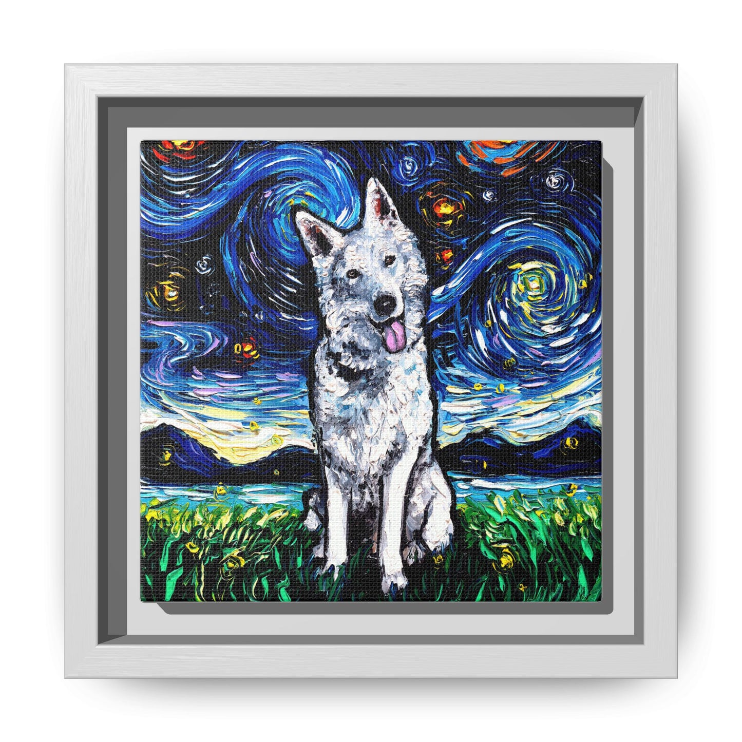 "Swiss Shepherd Night" Framed Canvas Wall Art