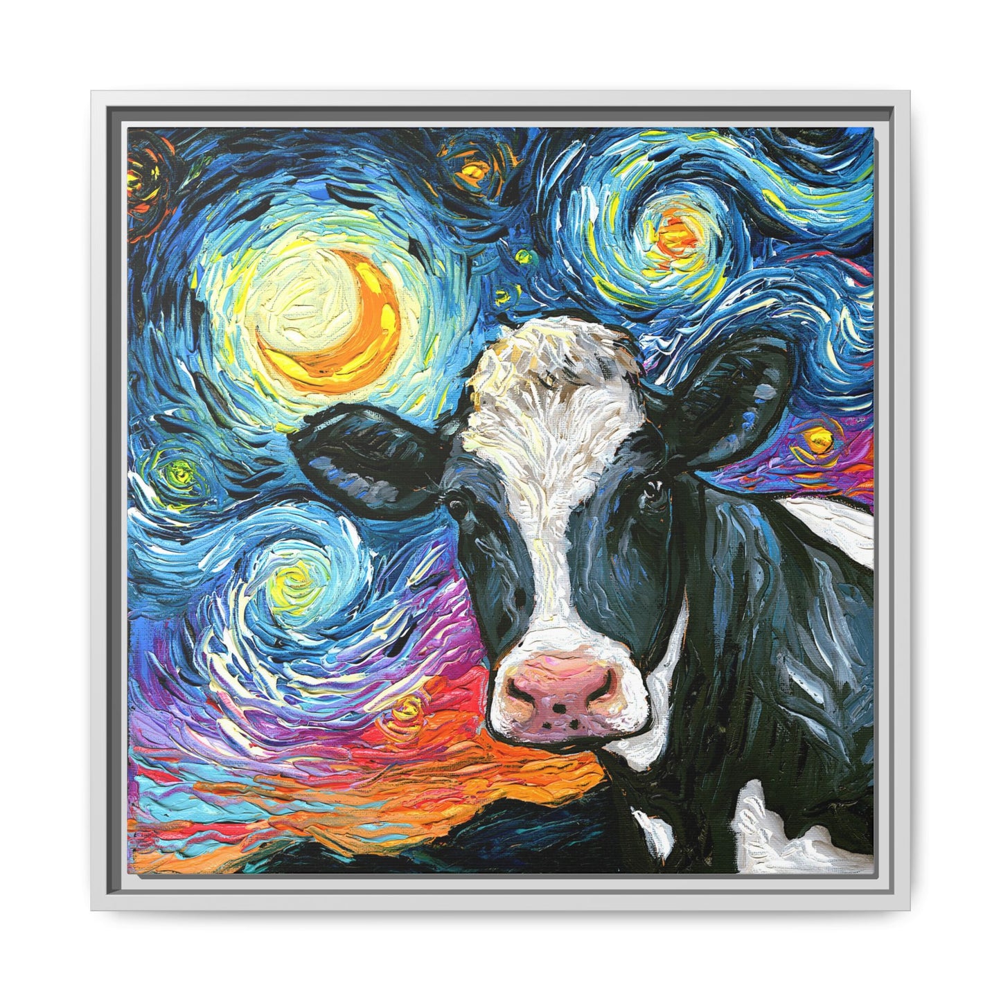 "Holstein Night" Framed Canvas Wall Art