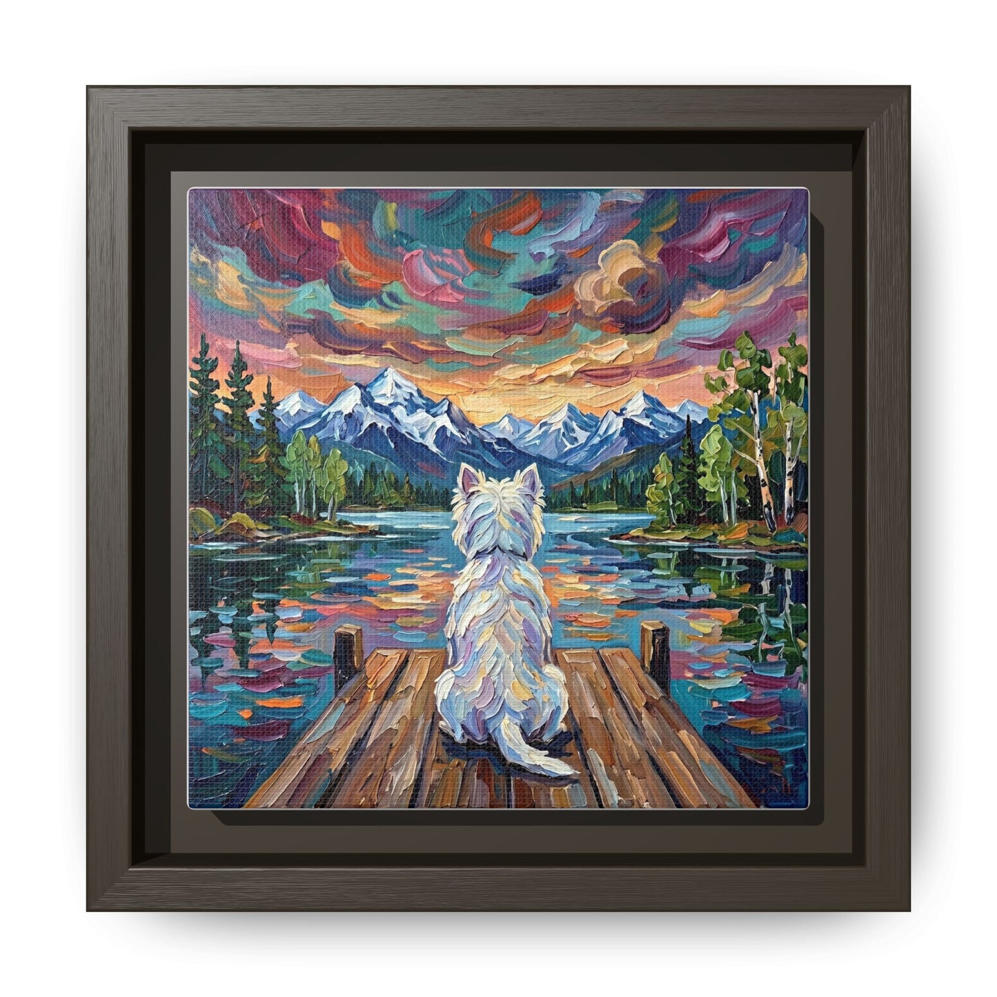 "On The Dock - Westie" Framed Canvas Wall Art