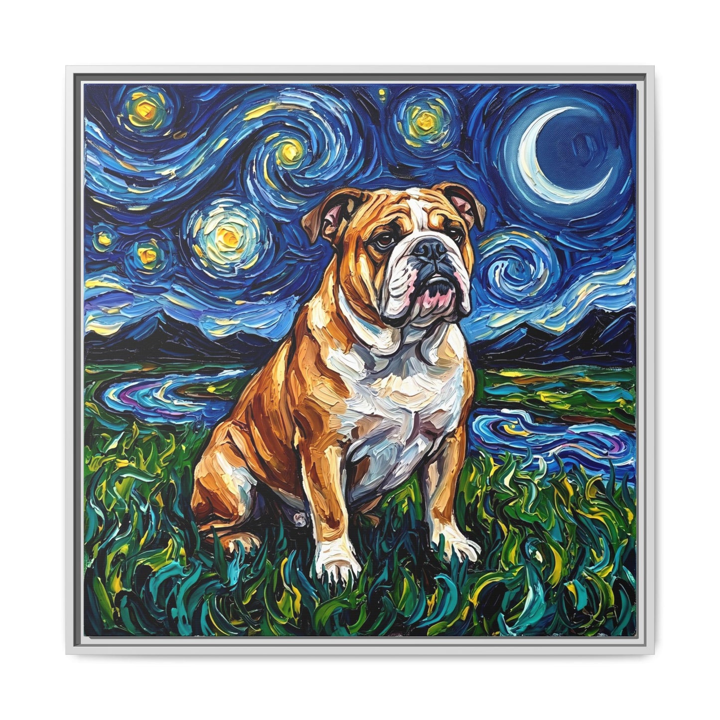 "Bulldog Night" Framed Canvas Wall Art