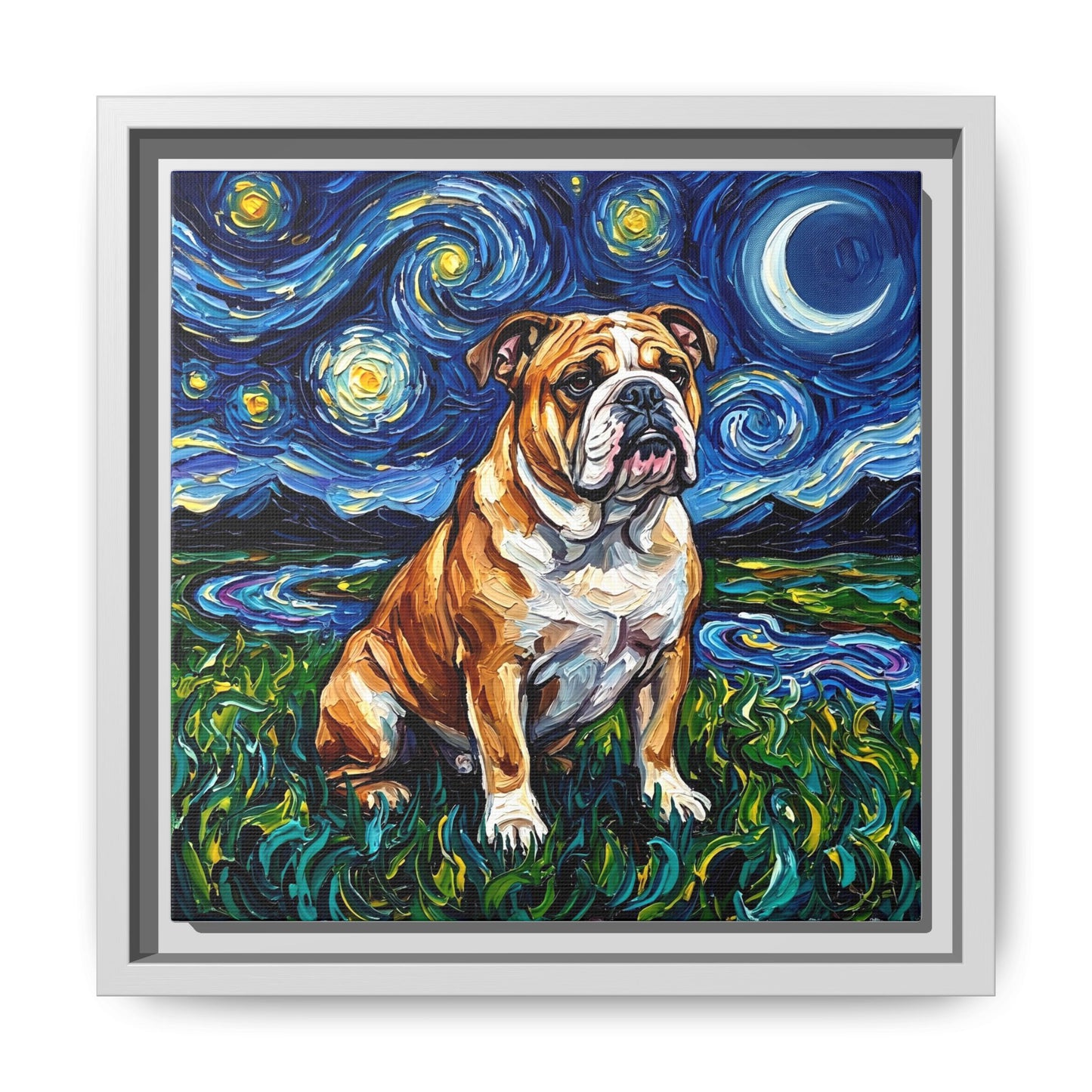 "Bulldog Night" Framed Canvas Wall Art