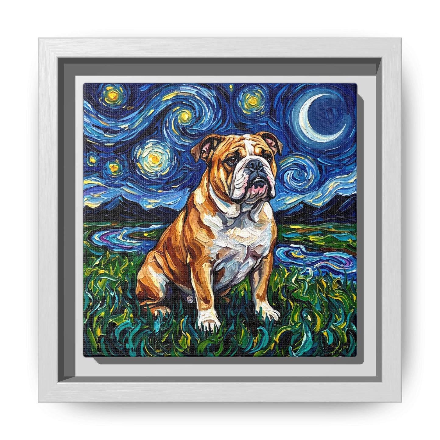 "Bulldog Night" Framed Canvas Wall Art
