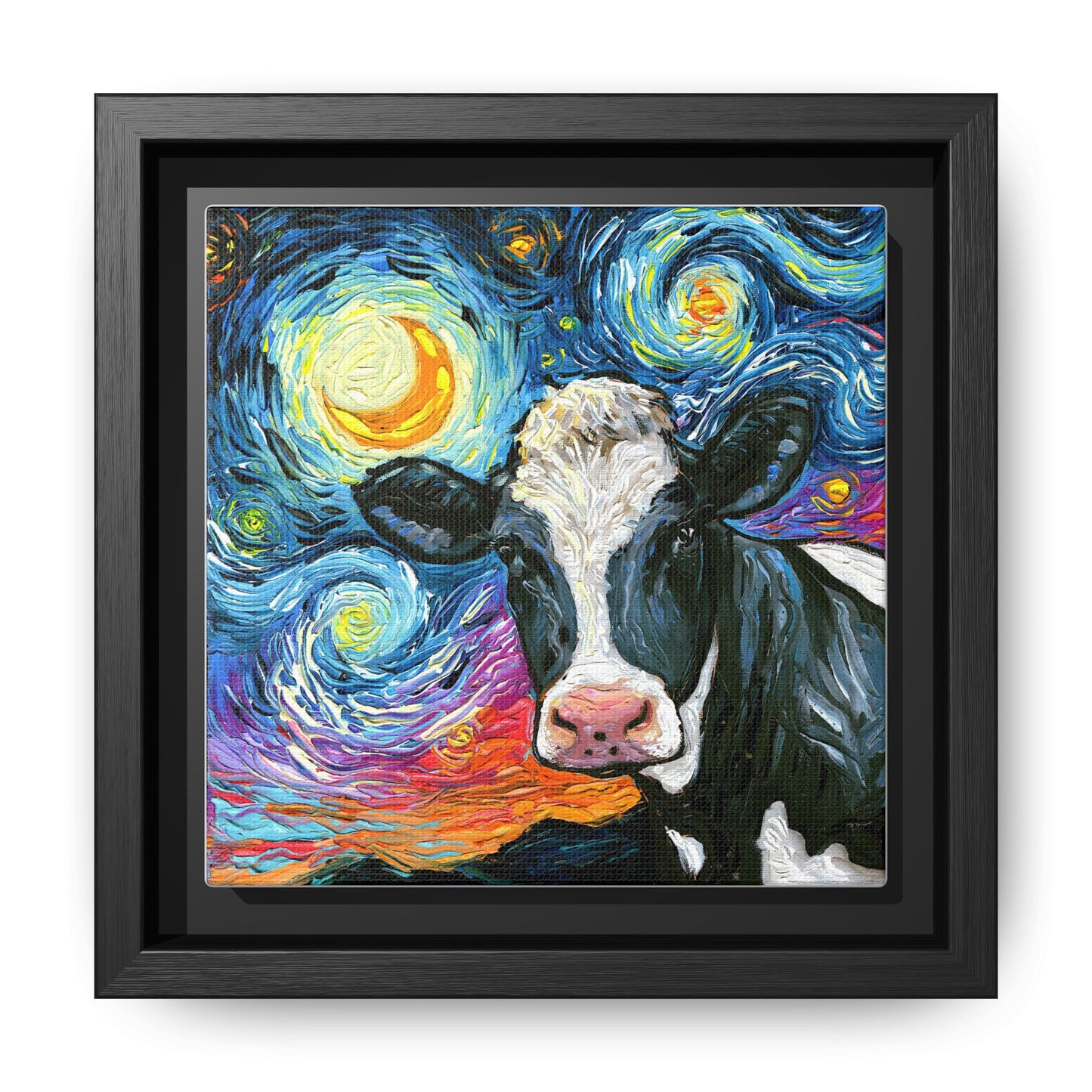"Holstein Night" Framed Canvas Wall Art