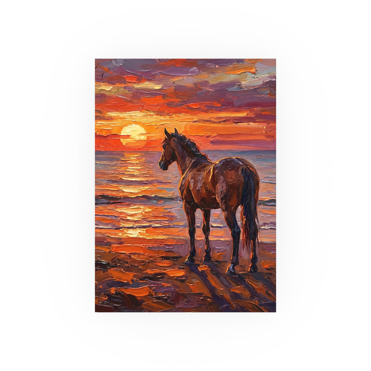 "Beach Sunset - Chocolate Mare" Wall Art Paper Print