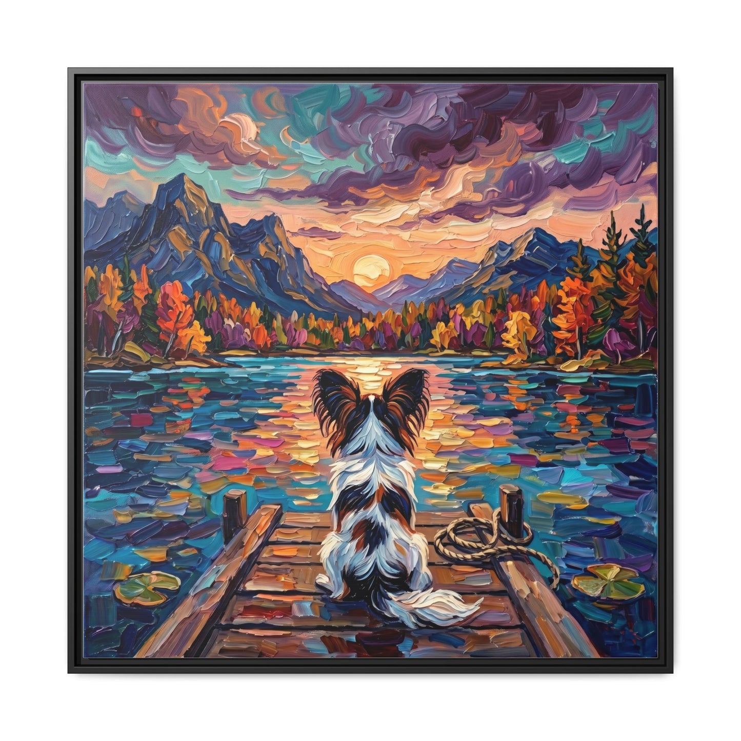 "On The Dock - Papillon" Framed Canvas Wall Art