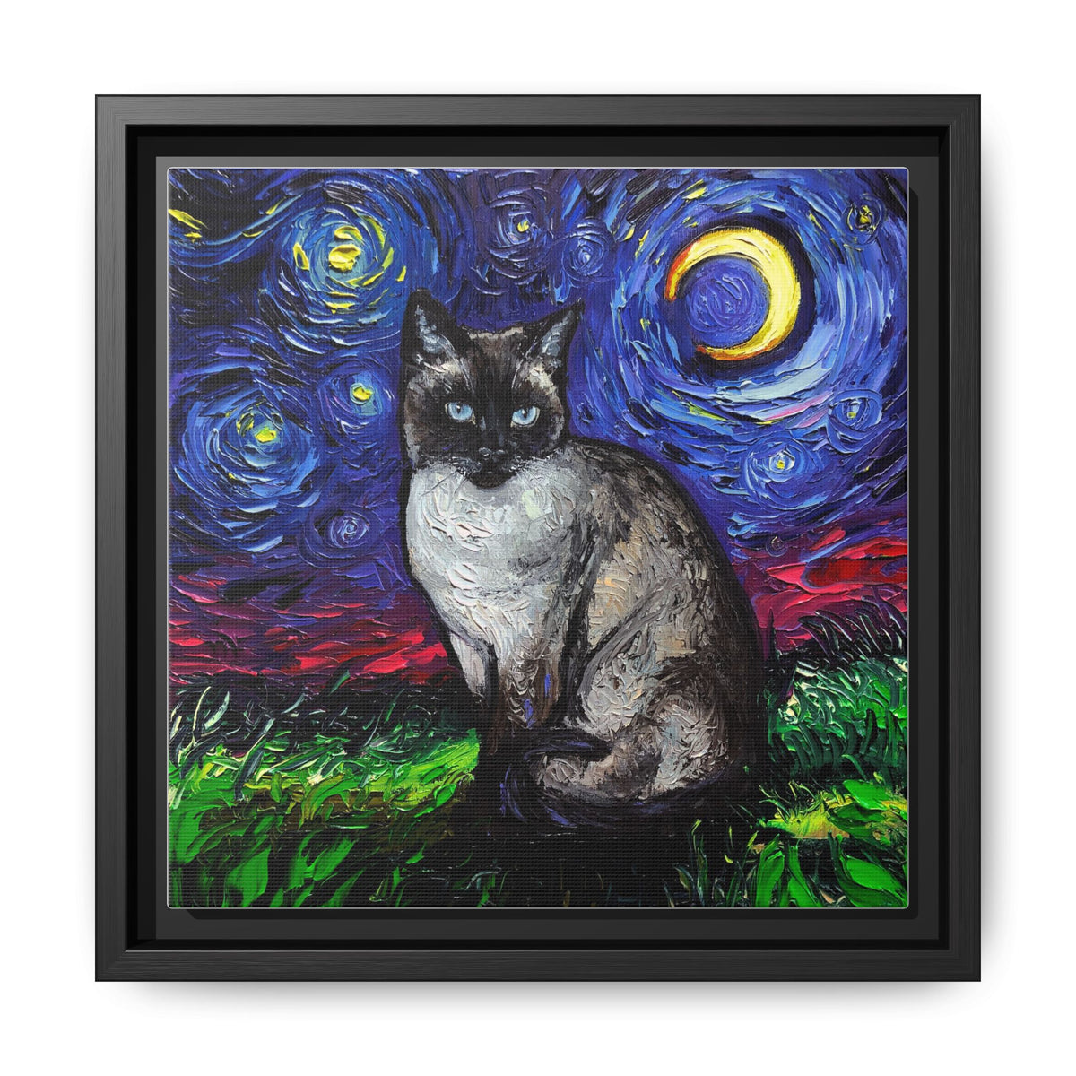 "Siamese Night" Framed Canvas Wall Art