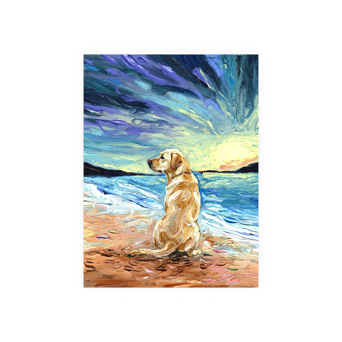 "Beach Day - Yellow Labrador 2" Wall Art Paper Print