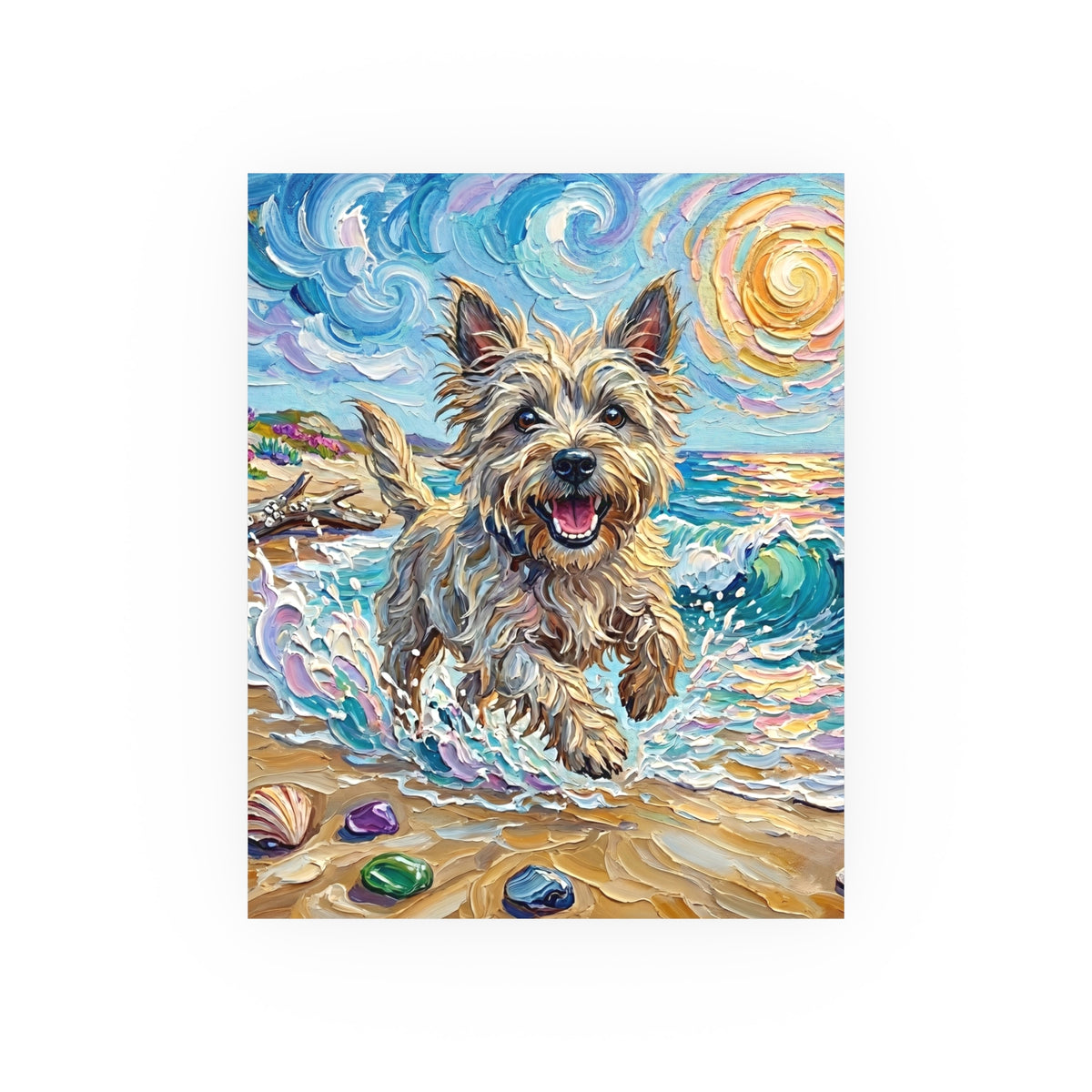 "Beach Day - Cairn Terrier" Wall Art Paper Print