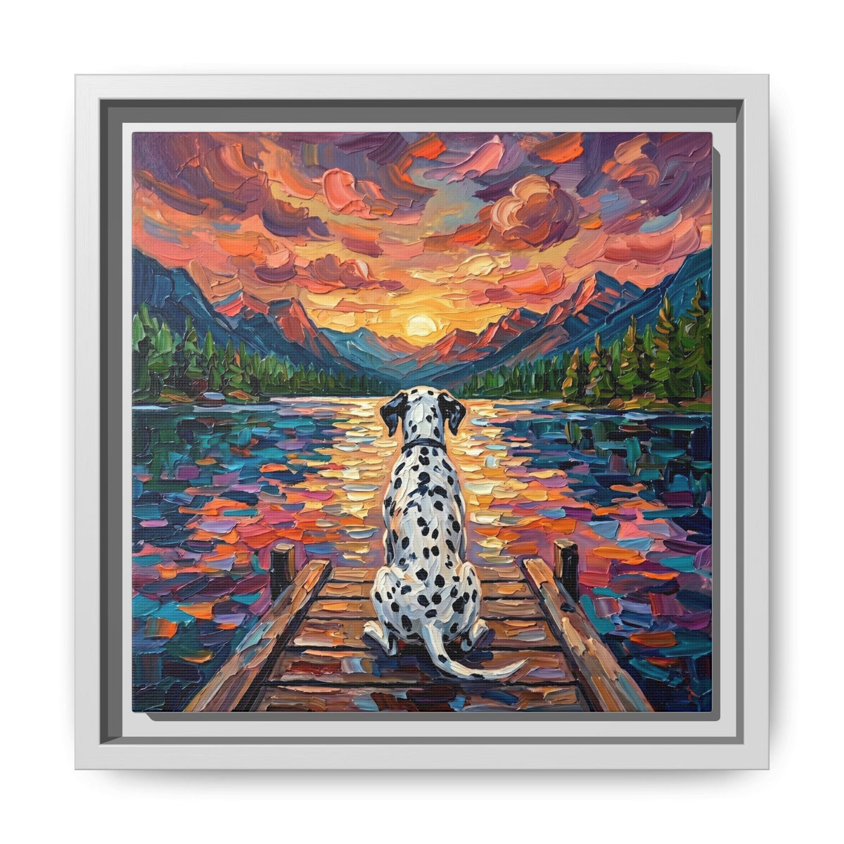 "On The Dock - Dalmatian" Framed Canvas Wall Art