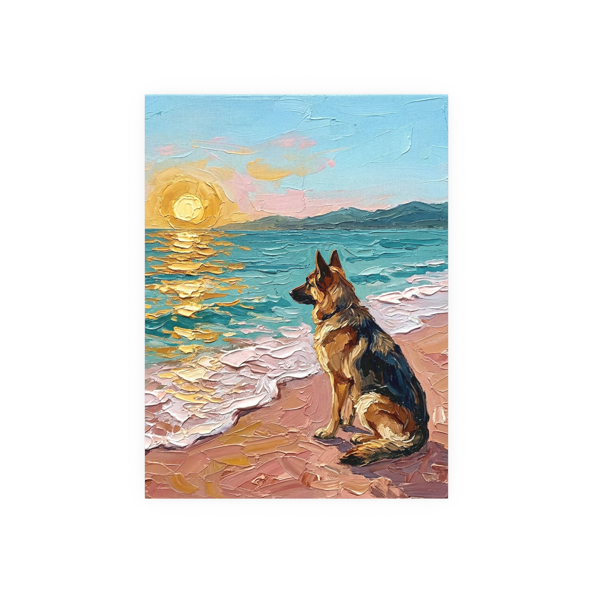 "Beach Days - German Shepherd 2" Wall Art Paper Print