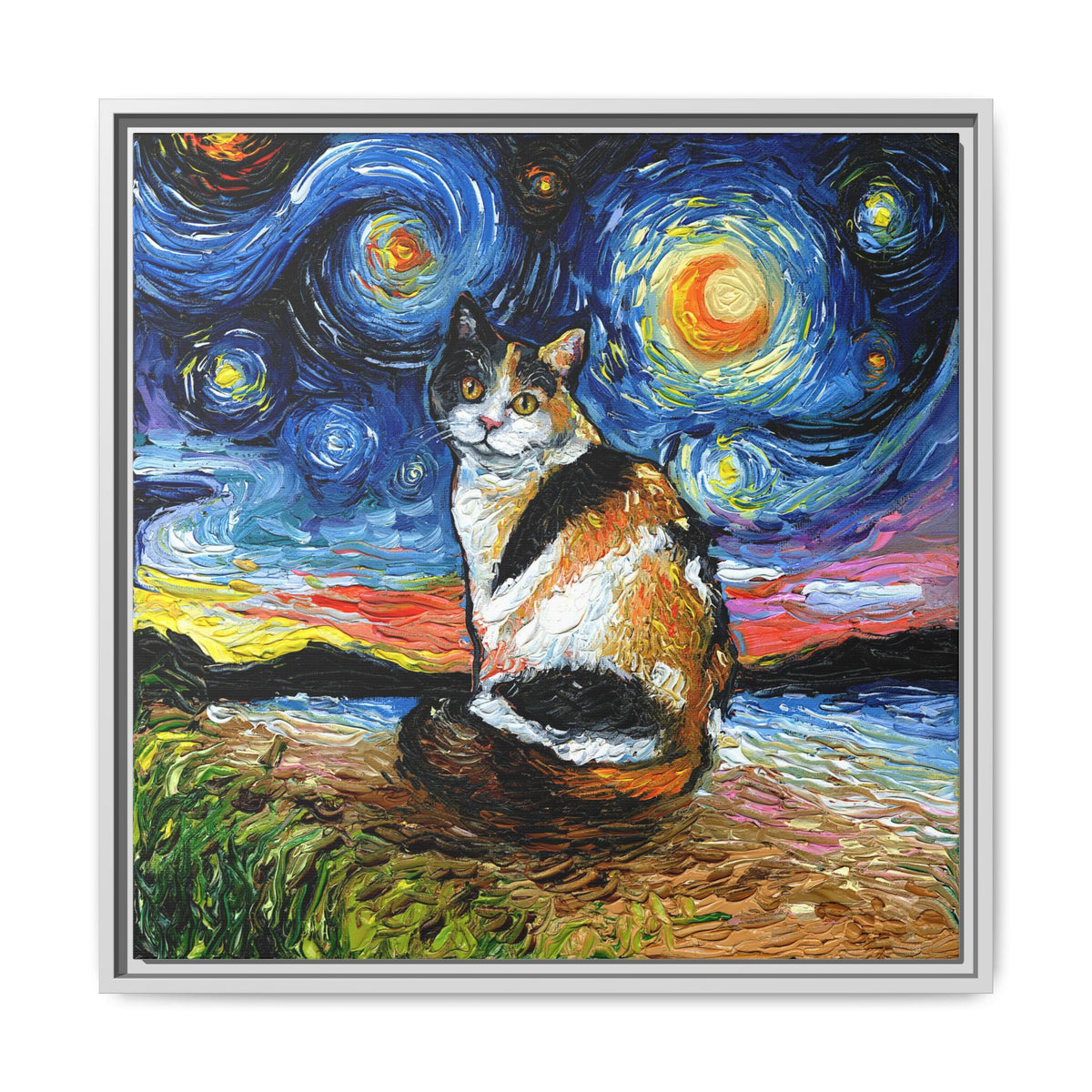 "Calico Night" Framed Canvas Wall Art