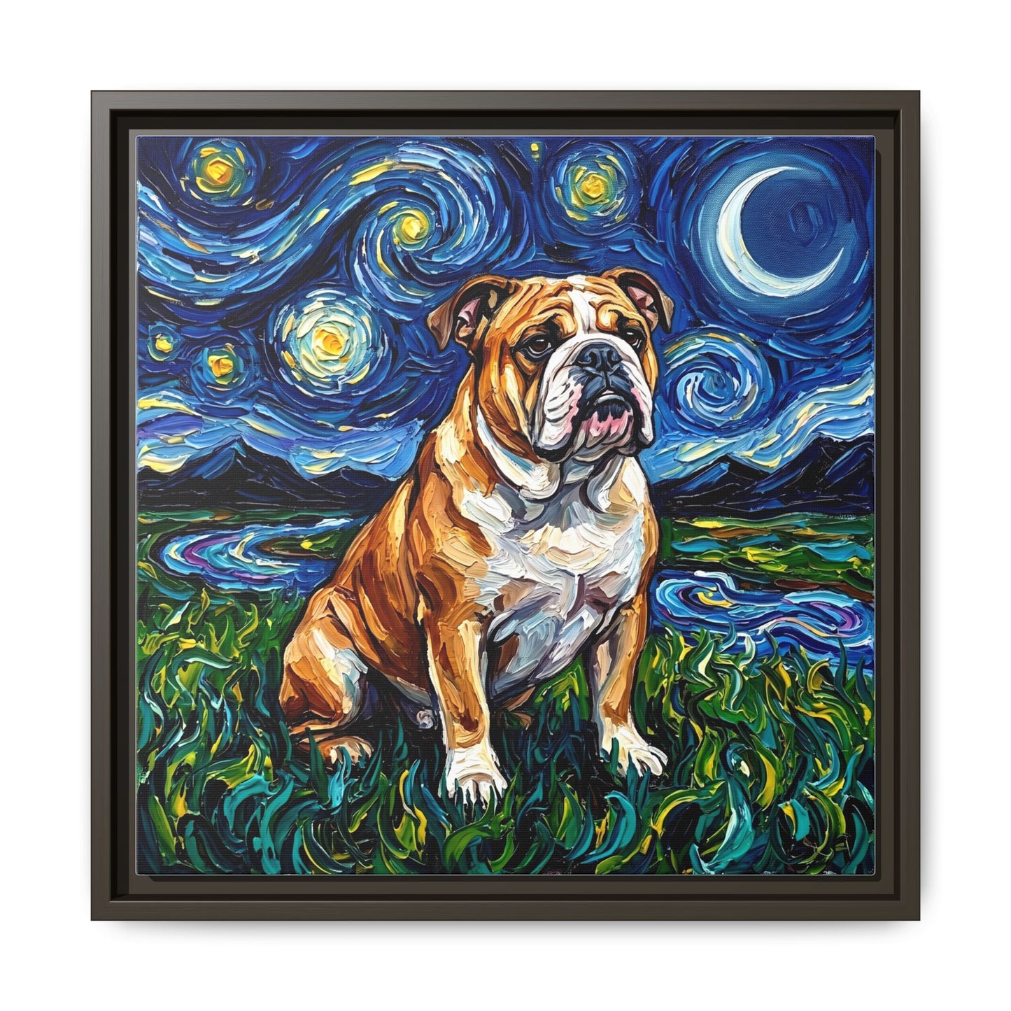 "Bulldog Night" Framed Canvas Wall Art