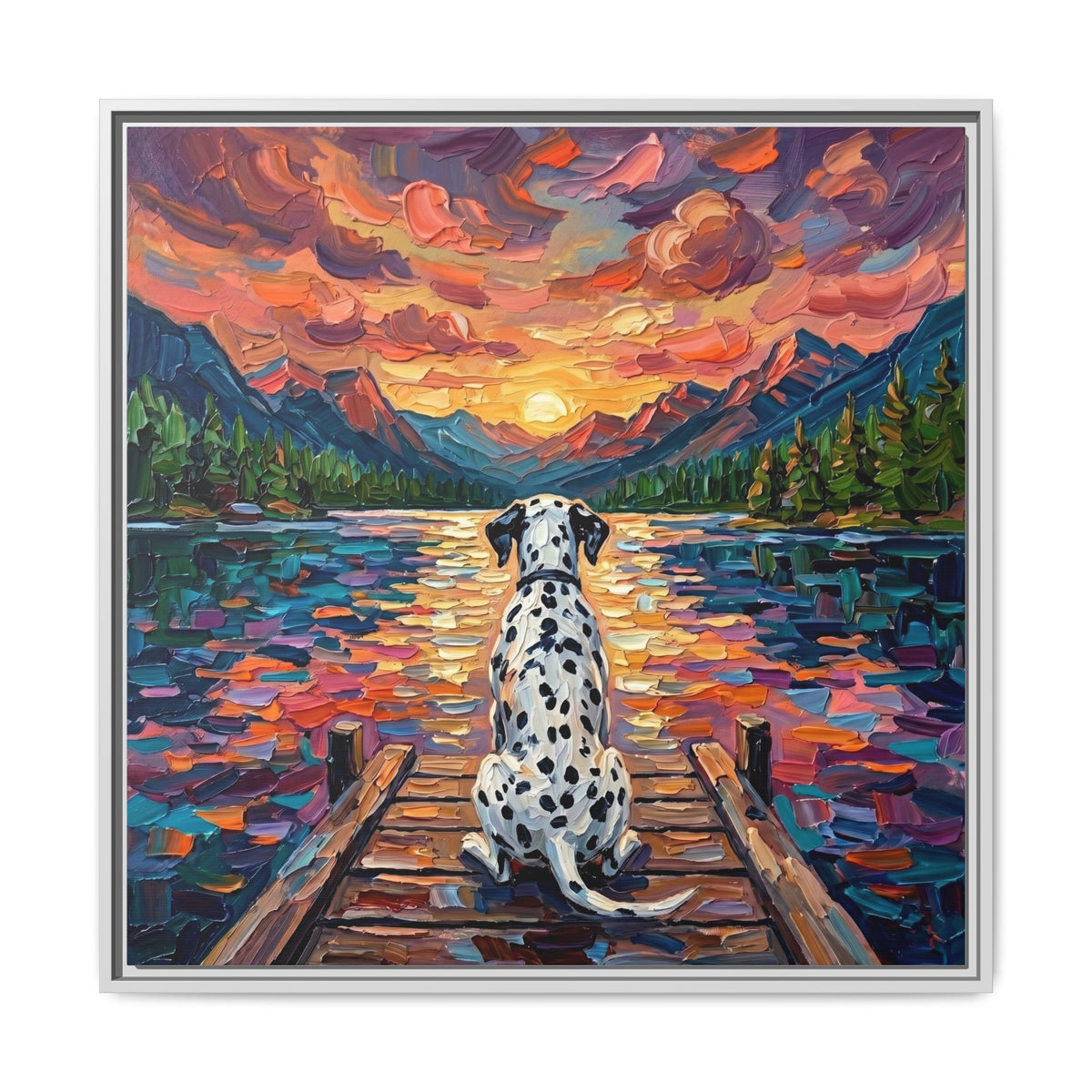 "On The Dock - Dalmatian" Framed Canvas Wall Art
