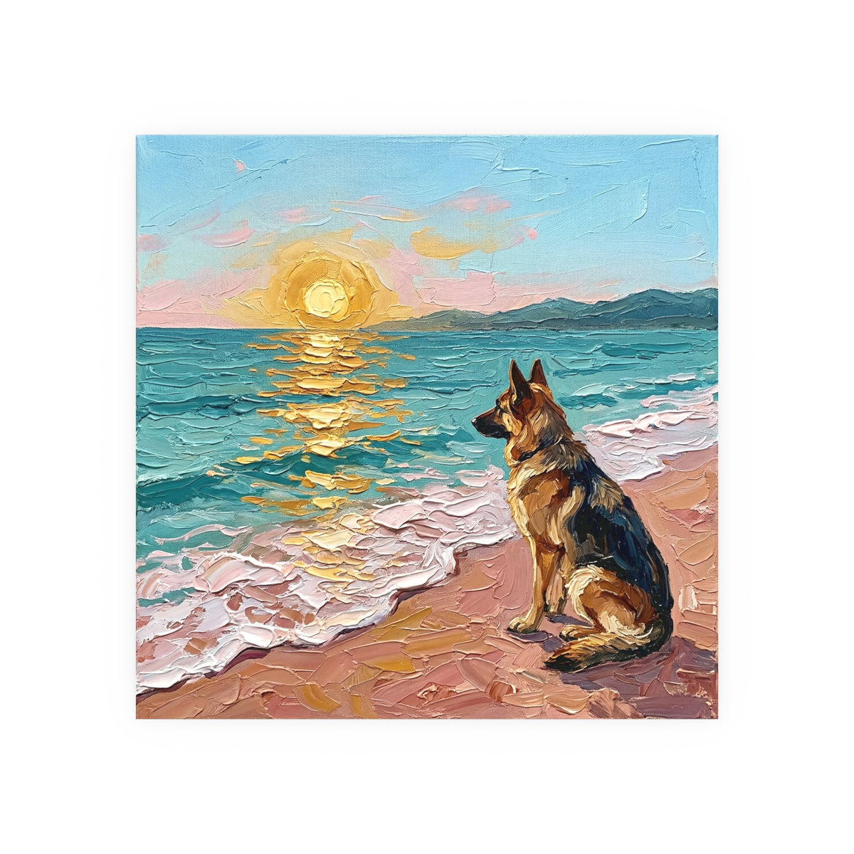 "Beach Days - German Shepherd 2" Wall Art Paper Print