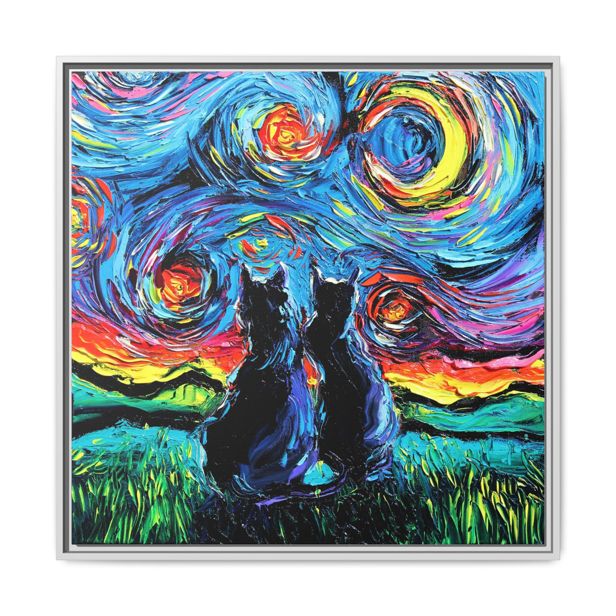 "van Gogh's Cats" Framed Canvas Wall Art