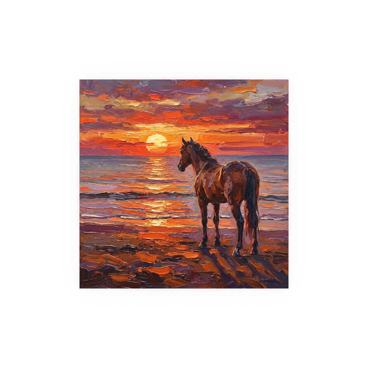 "Beach Sunset - Chocolate Mare" Wall Art Paper Print