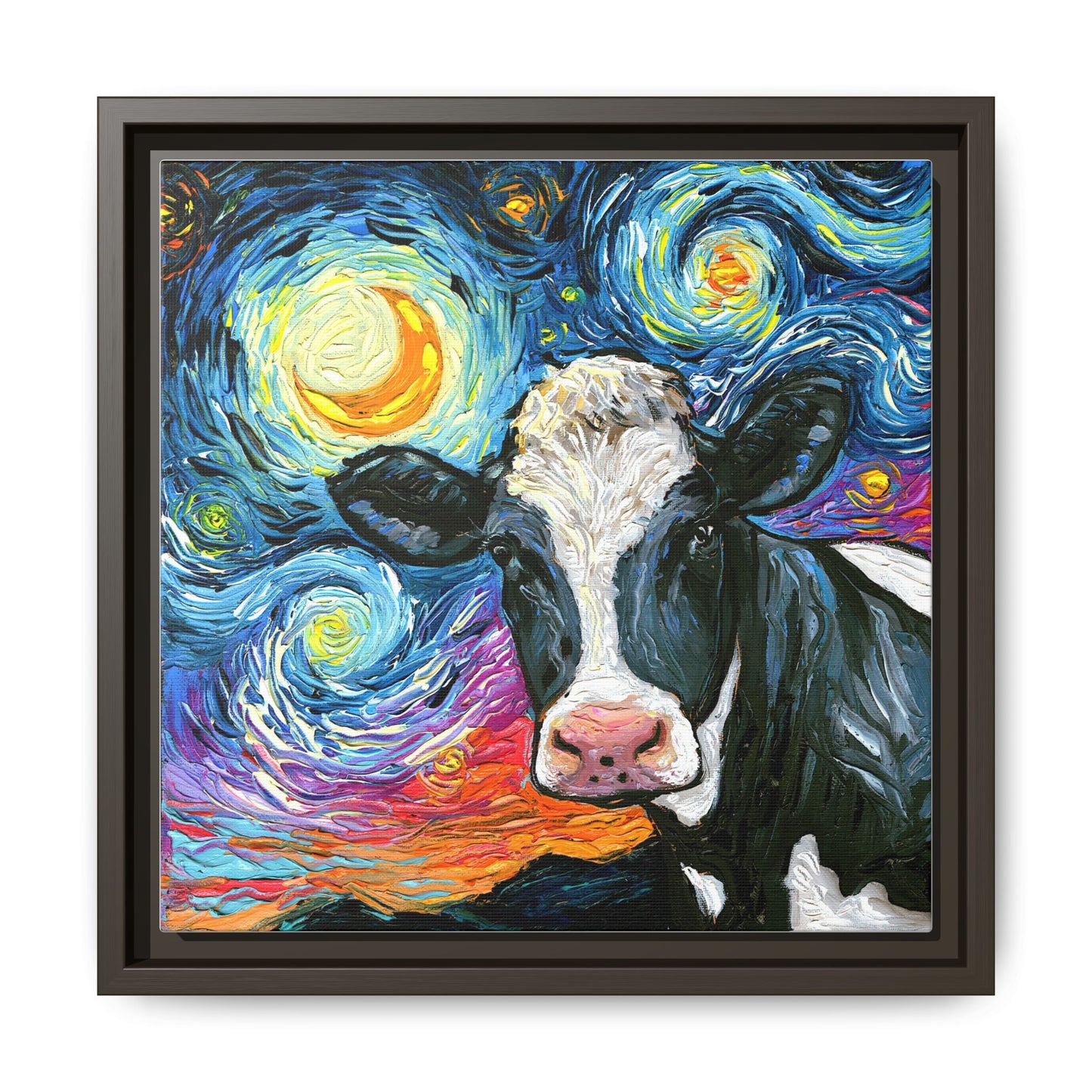 "Holstein Night" Framed Canvas Wall Art