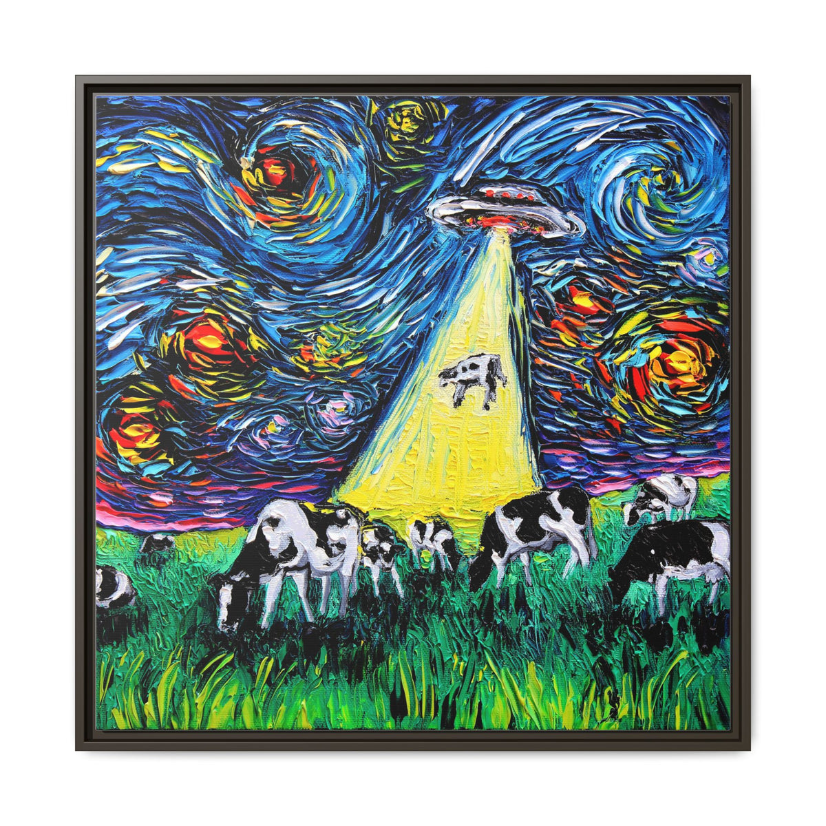 "van Gogh Was Never Abducted" Framed Canvas Wall Art