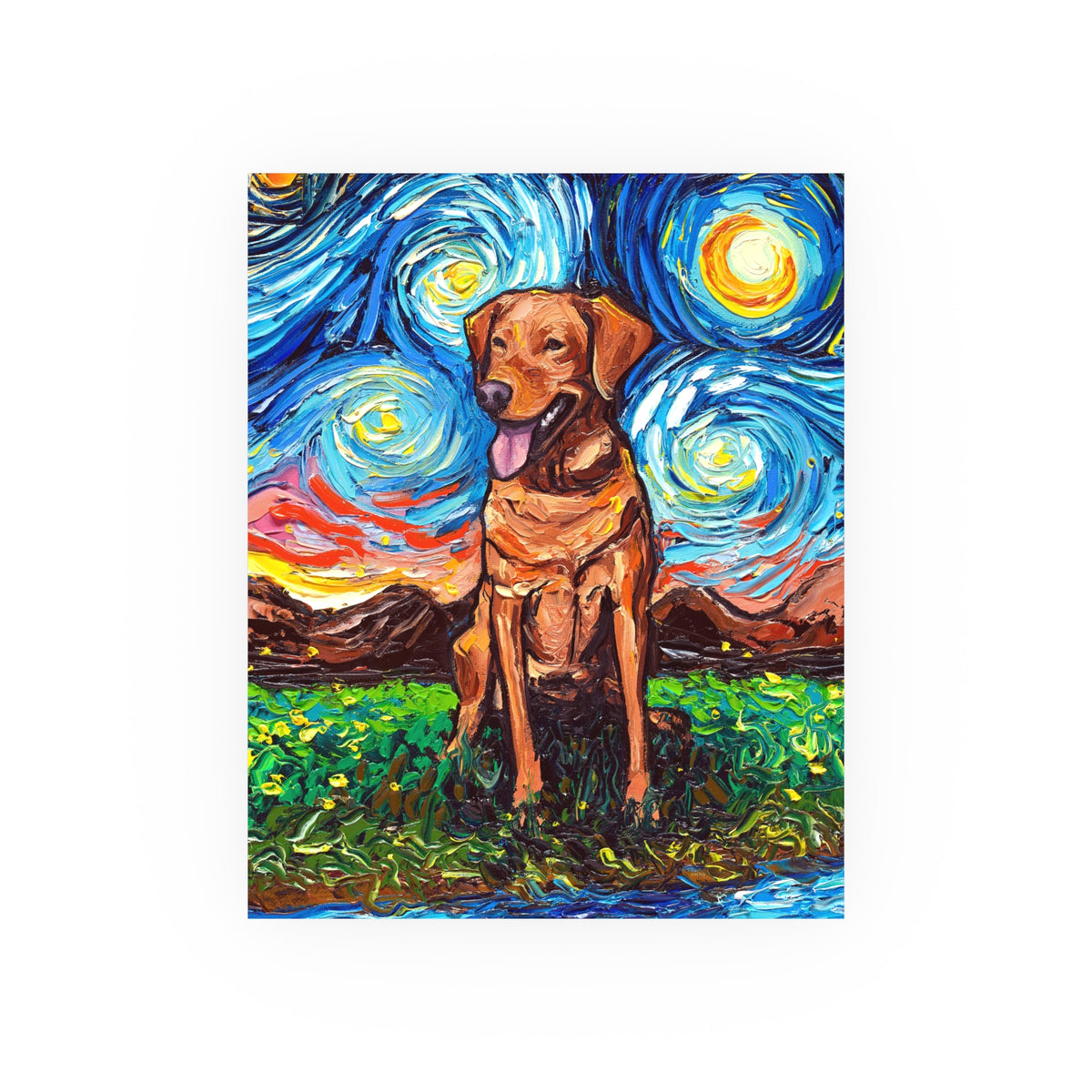 "Fox Red Labrador Night" Wall Art Paper Print