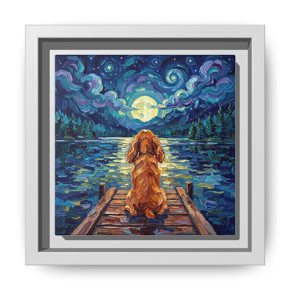 "On The Dock - Red Cocker Spaniel" Framed Canvas Wall Art