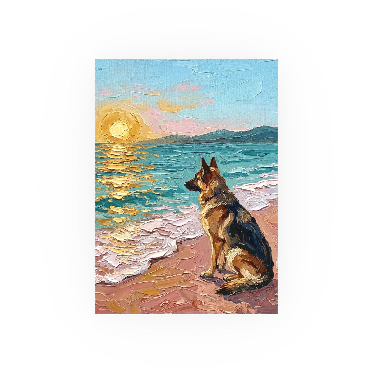 "Beach Days - German Shepherd 2" Wall Art Paper Print