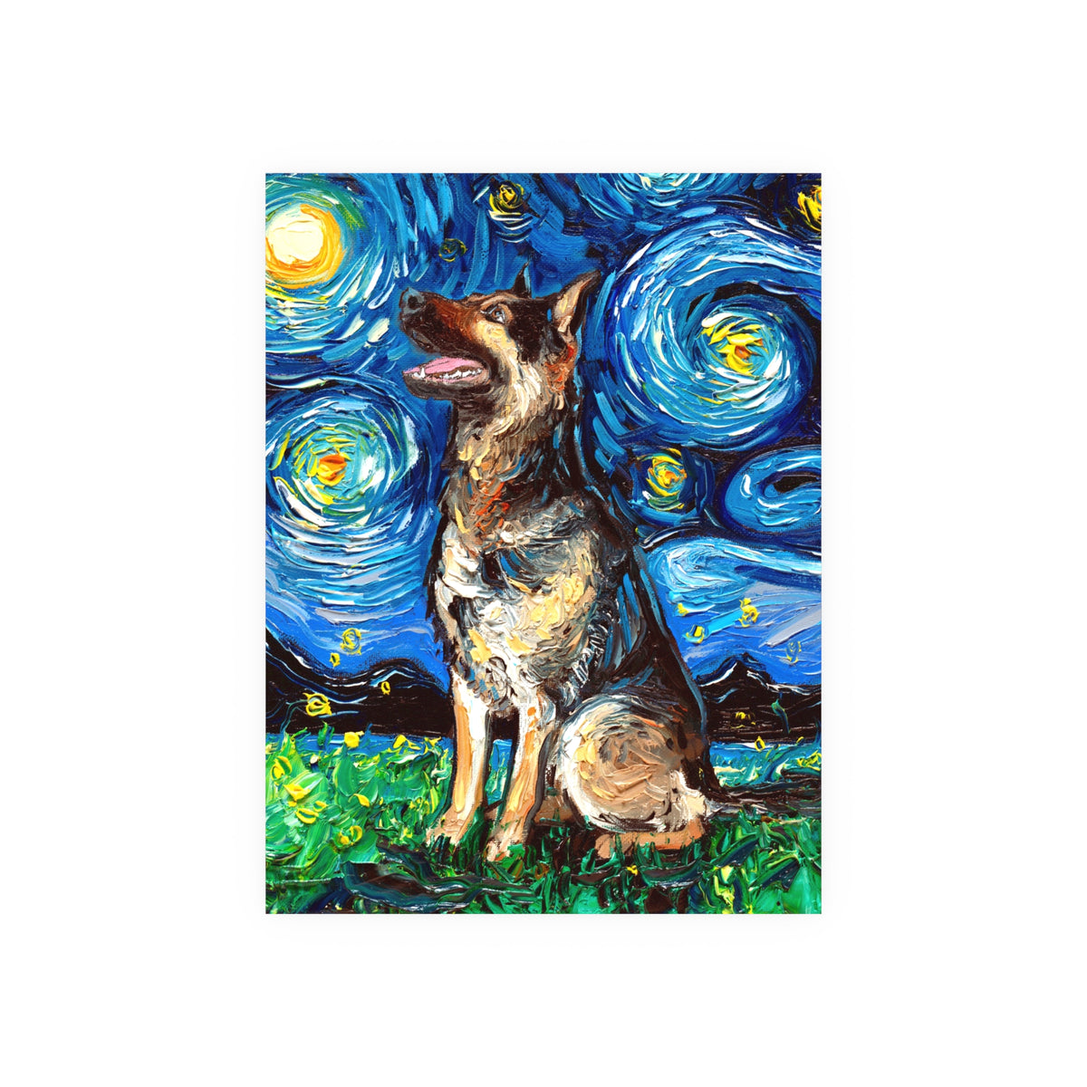 "German Shepherd Night" Wall Art Paper Print