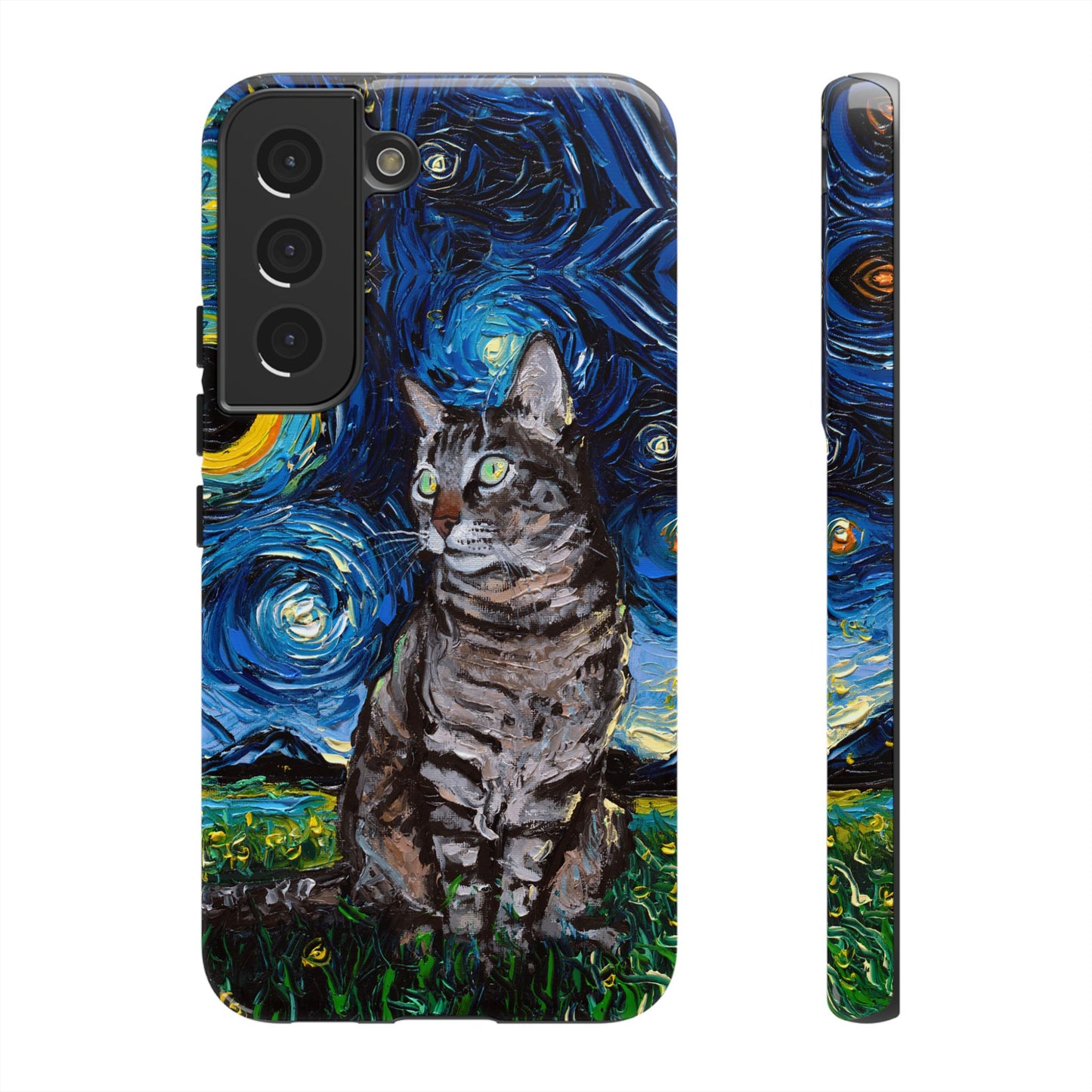 Tabby Cat Starry Night Art Phone Case