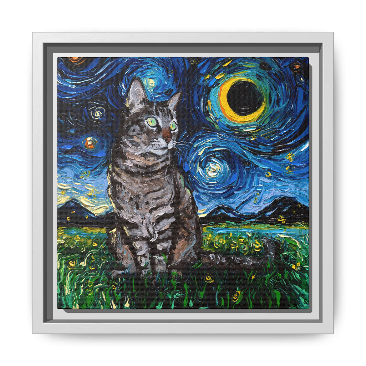 "Tabby Night" Framed Canvas Wall Art