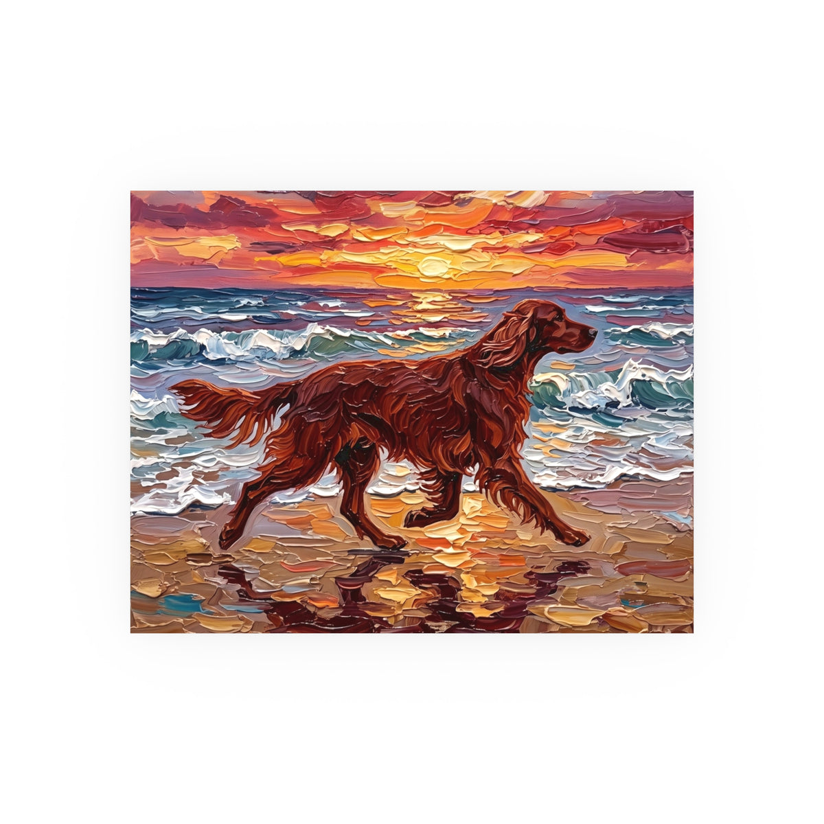 "Beach Day - Irish Setter" Wall Art Paper Print