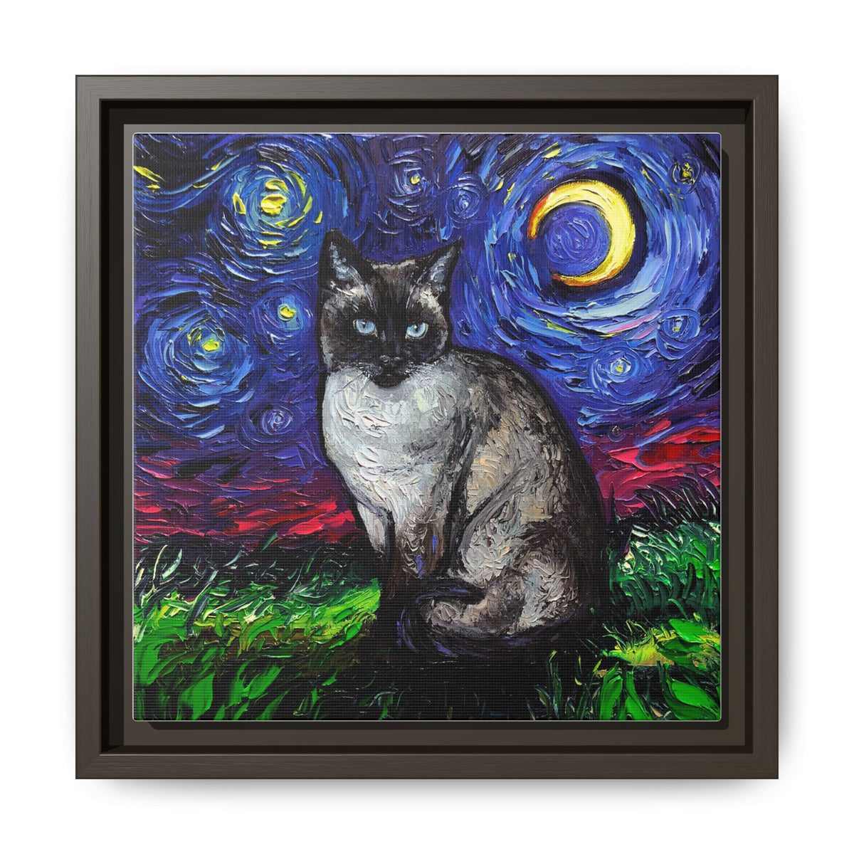 "Siamese Night" Framed Canvas Wall Art