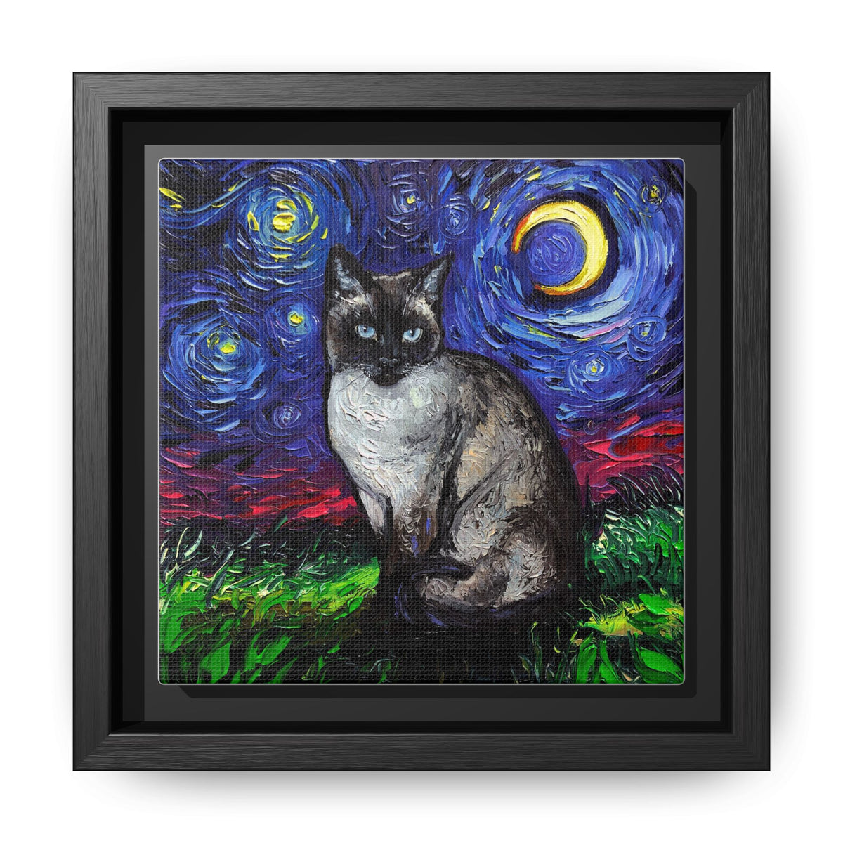 "Siamese Night" Framed Canvas Wall Art