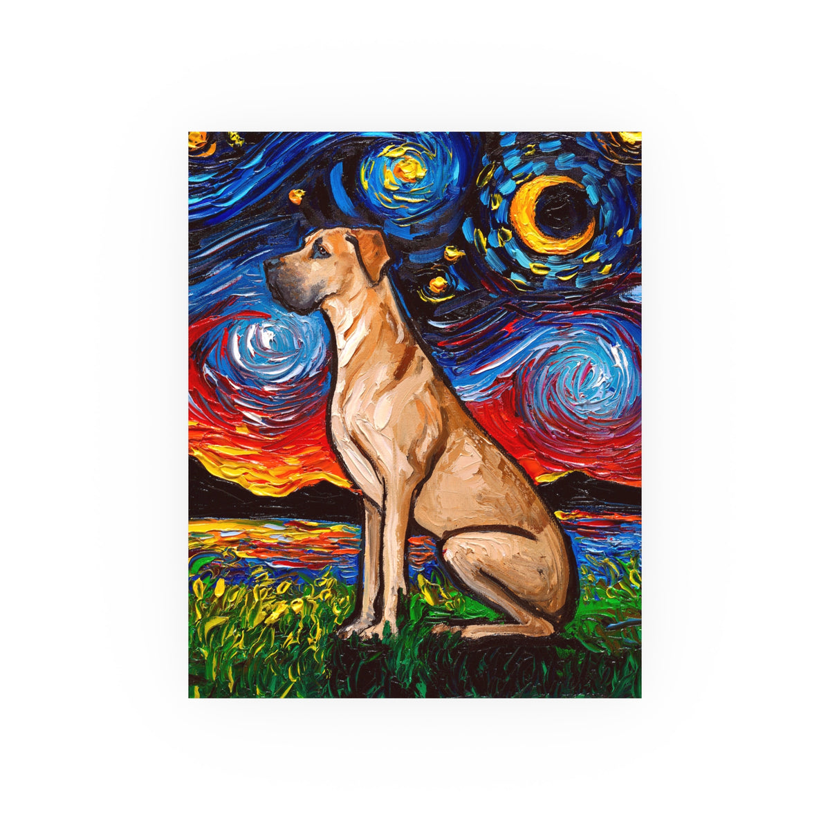 "Fawn Great Dane Night" Wall Art Paper Print