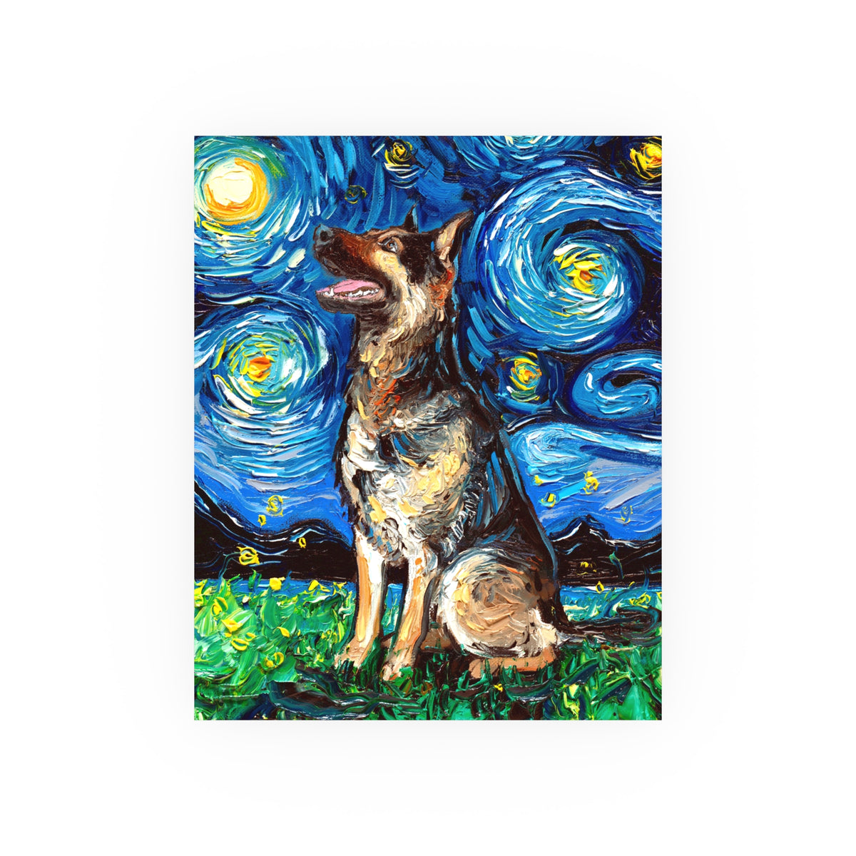 "German Shepherd Night" Wall Art Paper Print