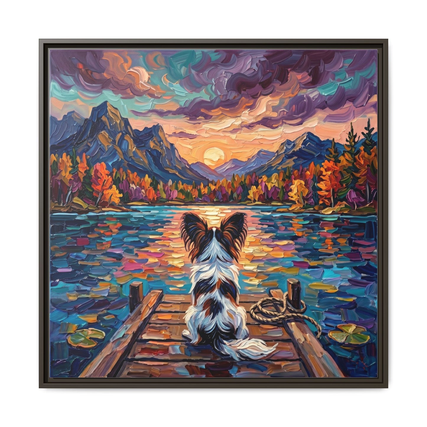 "On The Dock - Papillon" Framed Canvas Wall Art