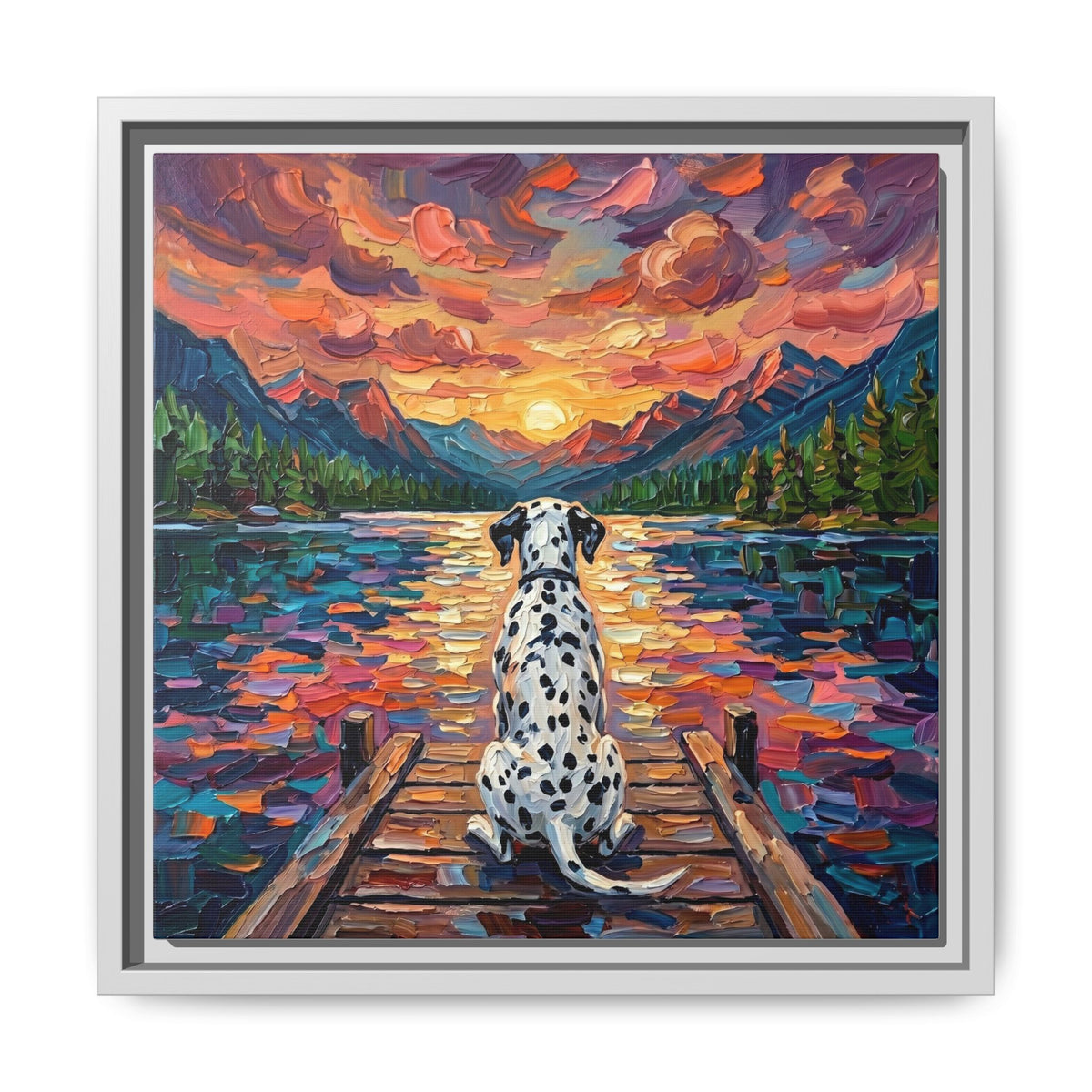 "On The Dock - Dalmatian" Framed Canvas Wall Art