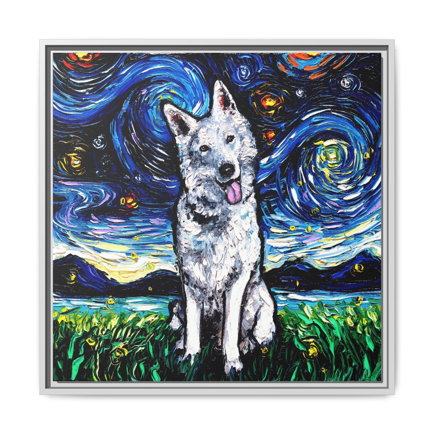 "Swiss Shepherd Night" Framed Canvas Wall Art