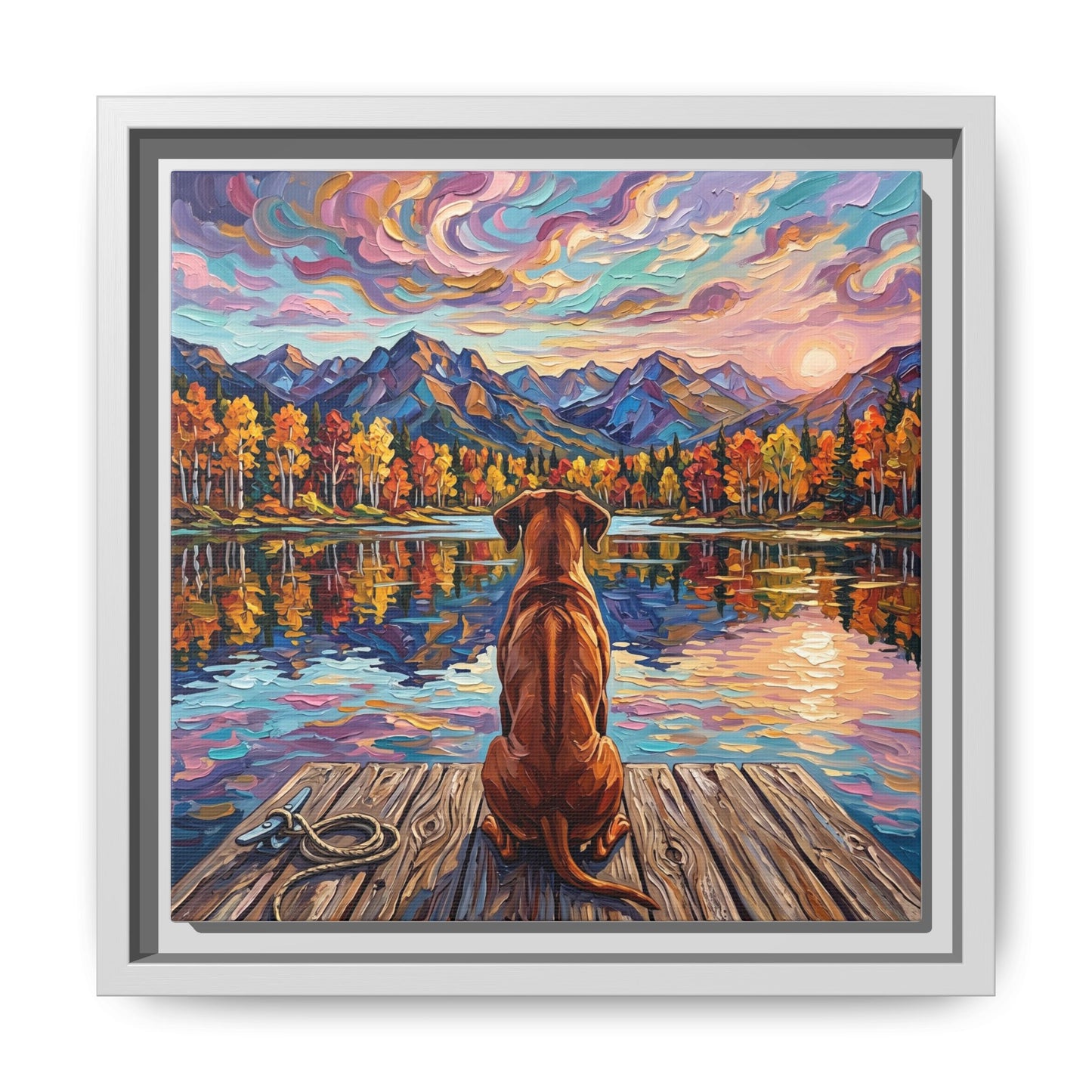 "On The Dock - Rhodesian Ridgeback" Framed Canvas Wall Art