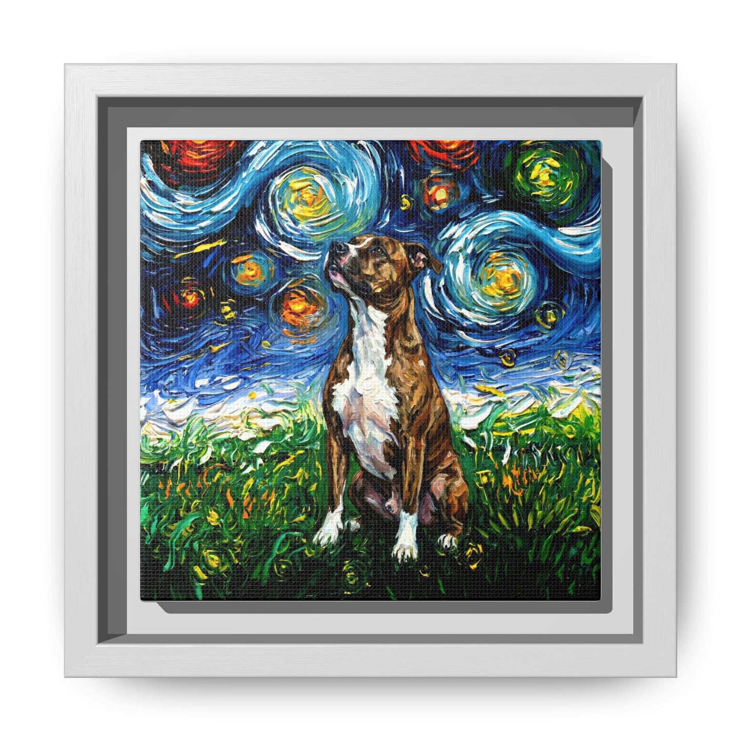 "Brindle Staffordshire Night" Framed Canvas Wall Art