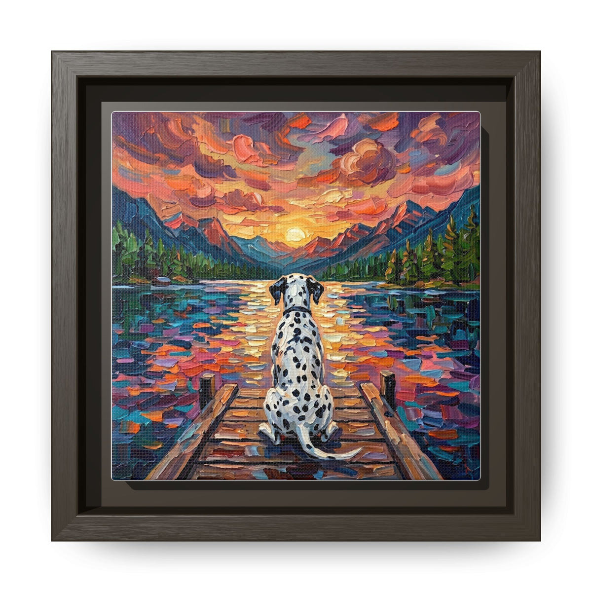 "On The Dock - Dalmatian" Framed Canvas Wall Art