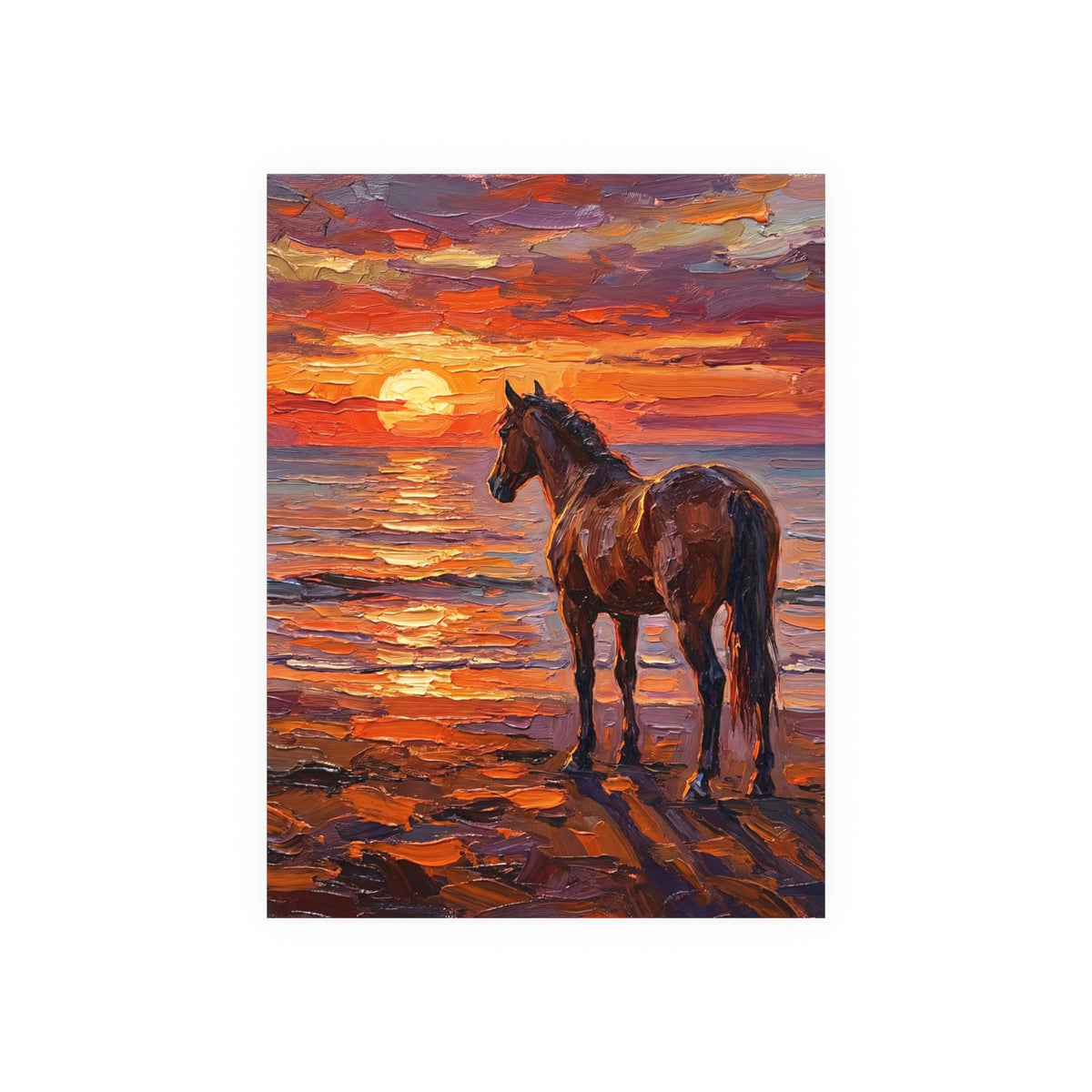 "Beach Sunset - Chocolate Mare" Wall Art Paper Print