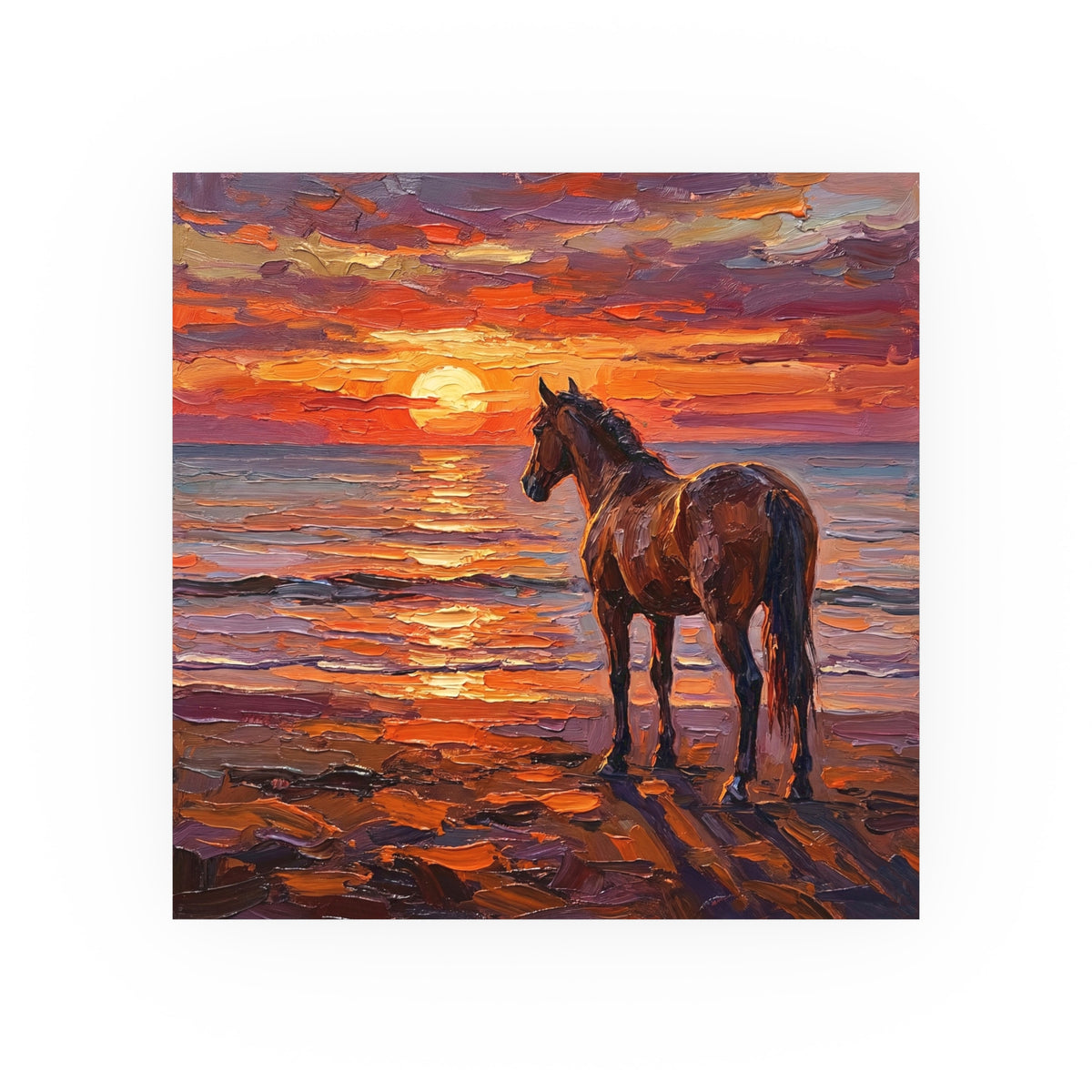 "Beach Sunset - Chocolate Mare" Wall Art Paper Print
