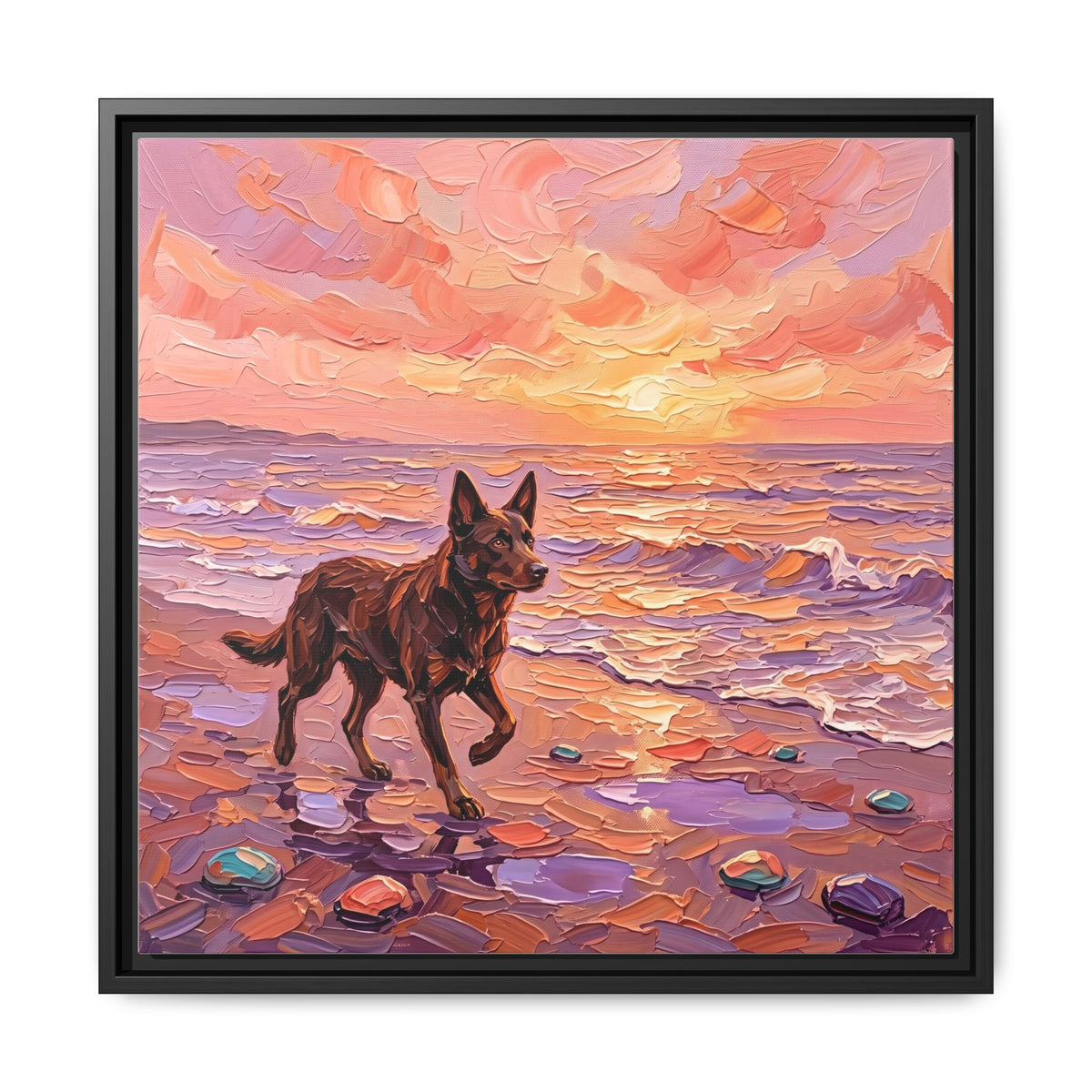 "Beach Day - Kelpie" Framed Canvas Wall Art