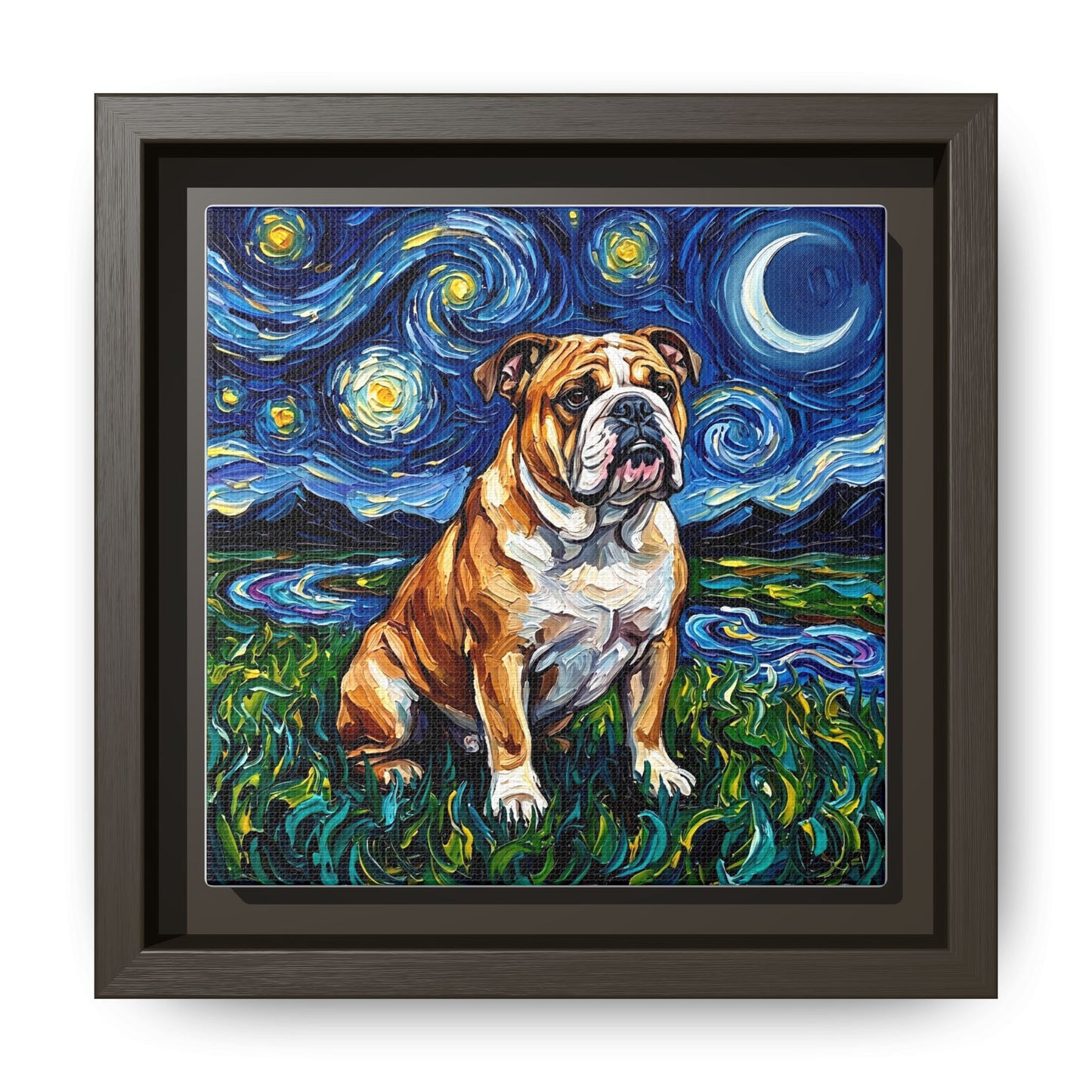"Bulldog Night" Framed Canvas Wall Art