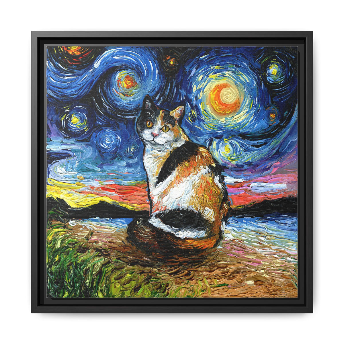 "Calico Night" Framed Canvas Wall Art