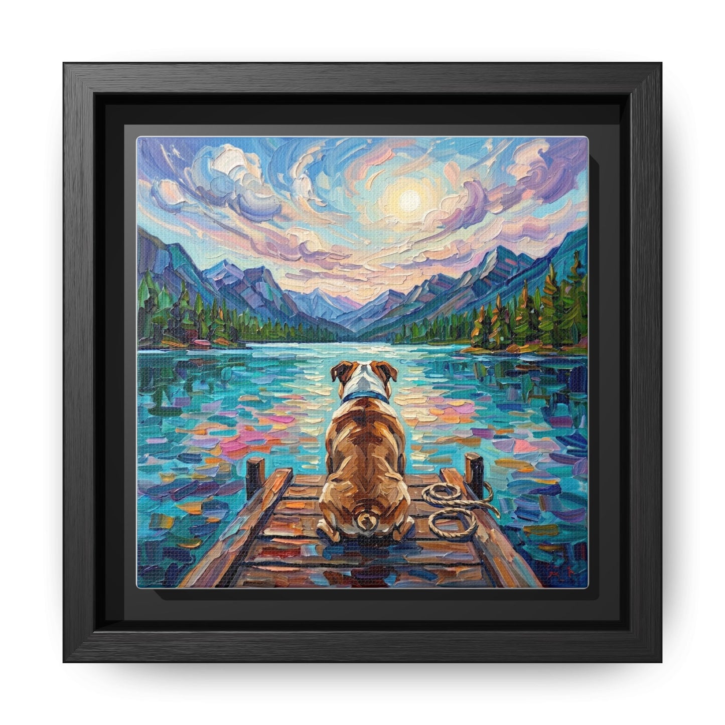 "On The Dock - Bulldog" Framed Canvas Wall Art
