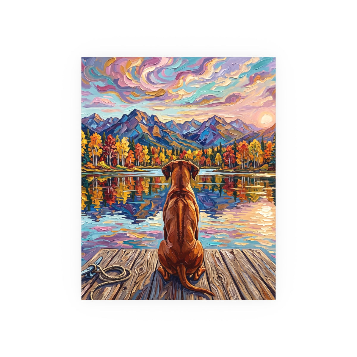 "On The Dock - Rhodesian Ridgeback" Wall Art Paper Print