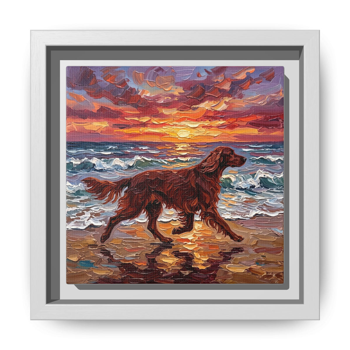 "Beach Days - Irish Setter" Framed Canvas Wall Art
