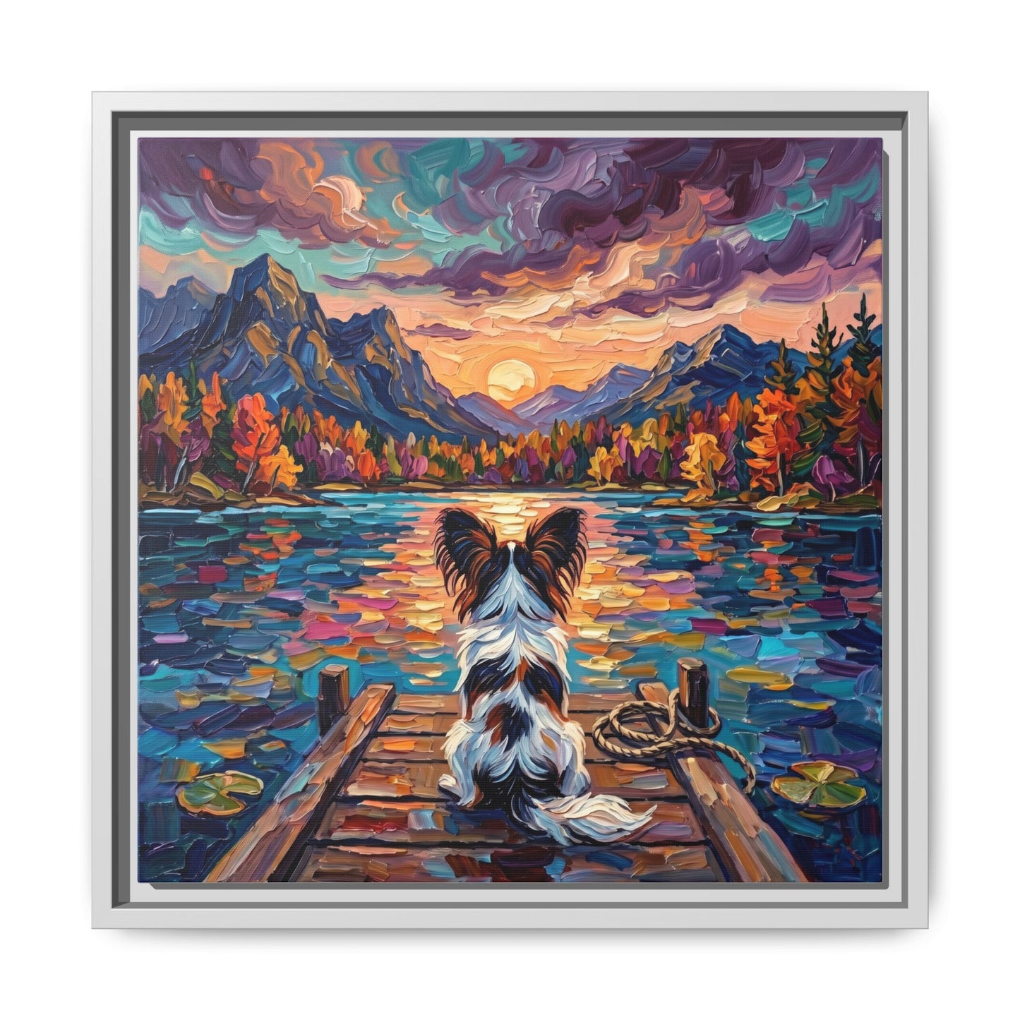 "On The Dock - Papillon" Framed Canvas Wall Art