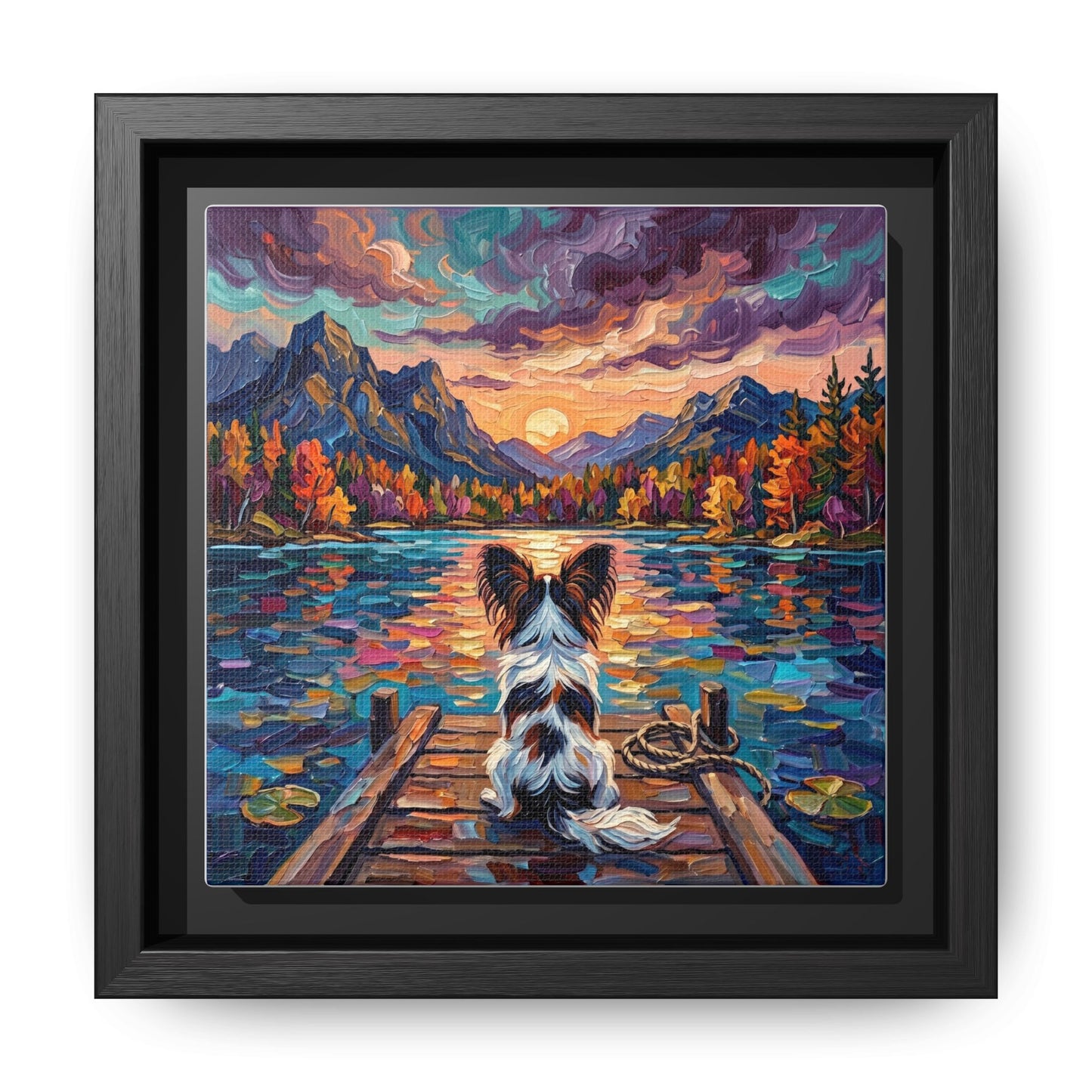 "On The Dock - Papillon" Framed Canvas Wall Art