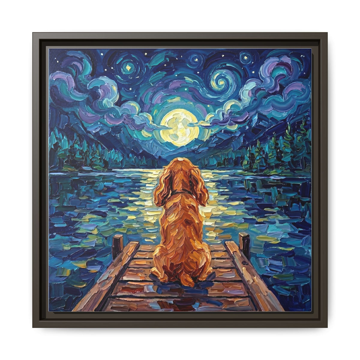 "On The Dock - Red Cocker Spaniel" Framed Canvas Wall Art